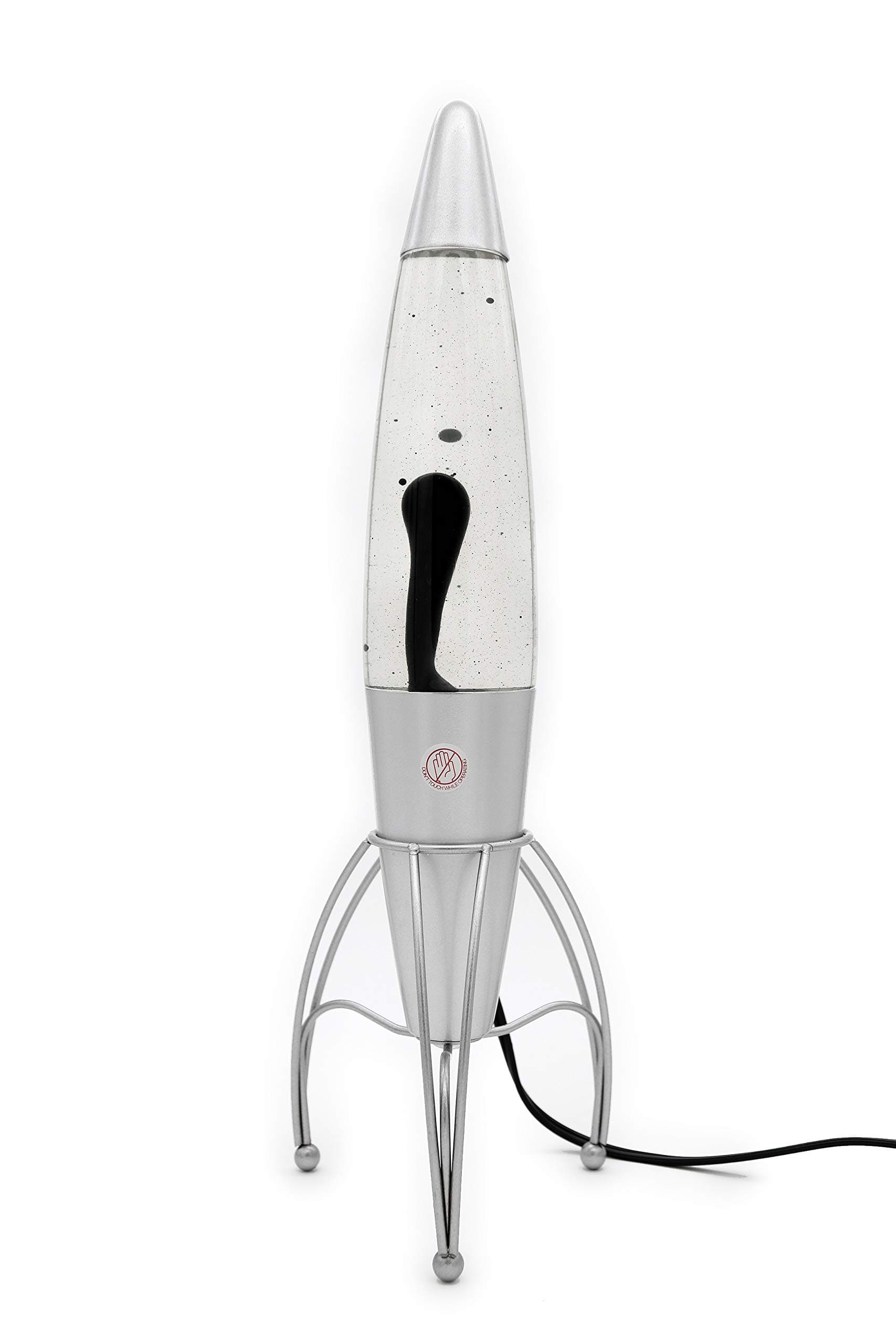 Retro Rocket Ship Ferrofluid Lava Lamp with Magnetic Black Wax and Clear Liquid, 18"