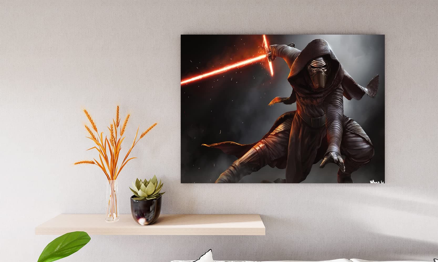 Printed Framed Canvas Painting for Home Decor Office Studio Wall Living Room Decoration (14x10inch Wrapped) - Kylo-ren-in-Star-Wars
