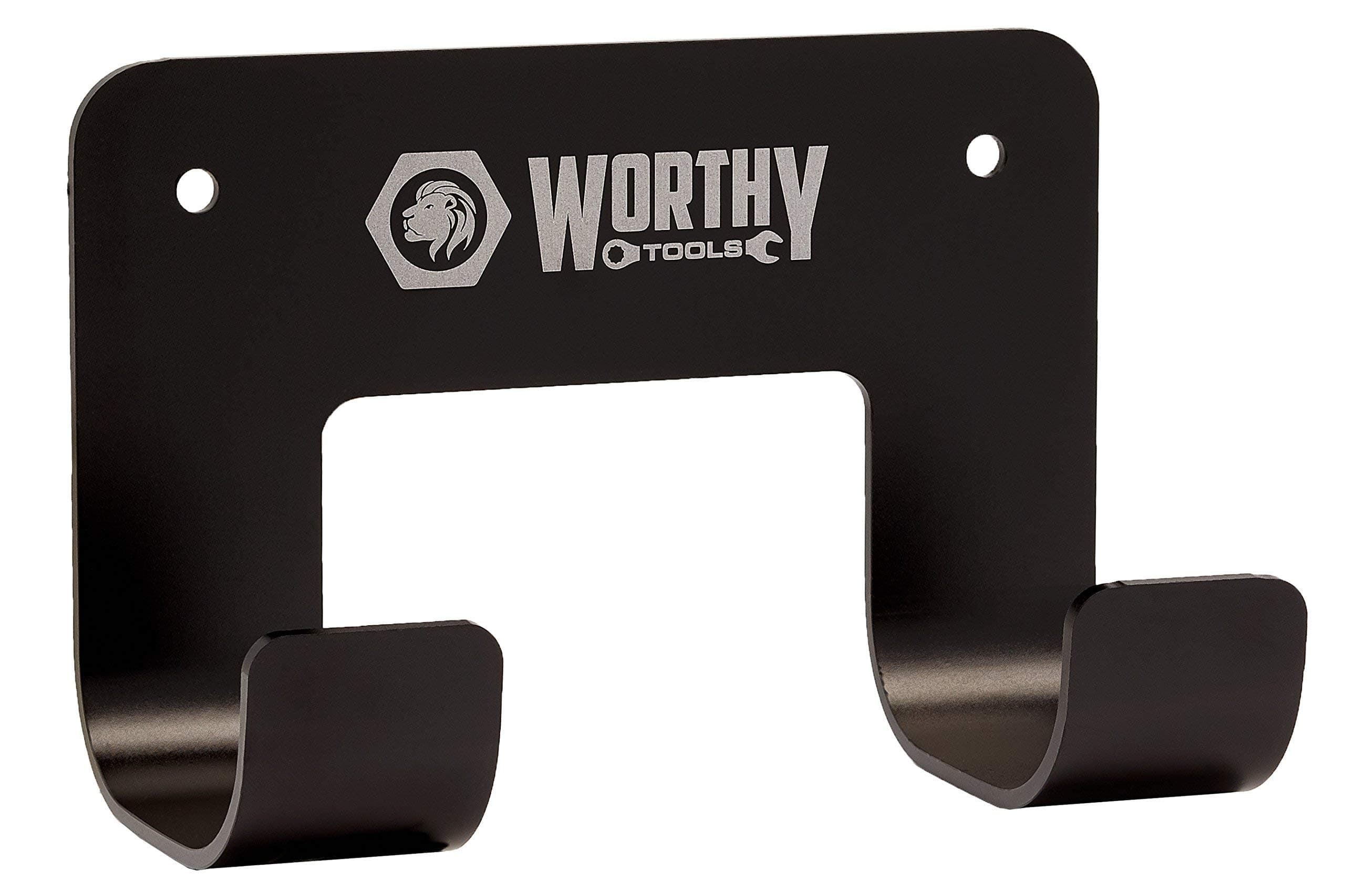 Heavy Duty Power Tool Utility Hook, Hanger, Cordless Drill Impact Holder, Wall Mounted Organizer, By Worthy Tools (1 Pack, White Laser Logo)