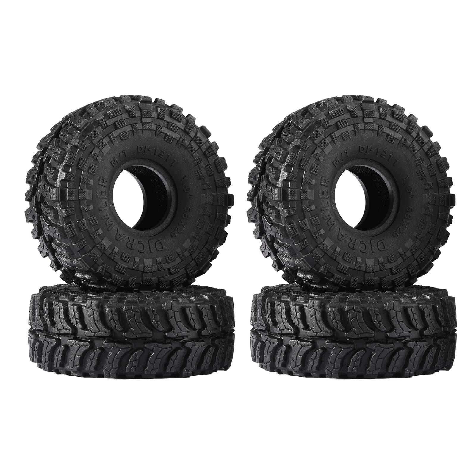 DJCRAWLER Super Large Soft Sticky 1.0 Crawler Tires 68 * 26mm for 1/18 1/24 RC Crawler Car Axial SCX24 FMS FCX24 AX24 Upgrade Wheel