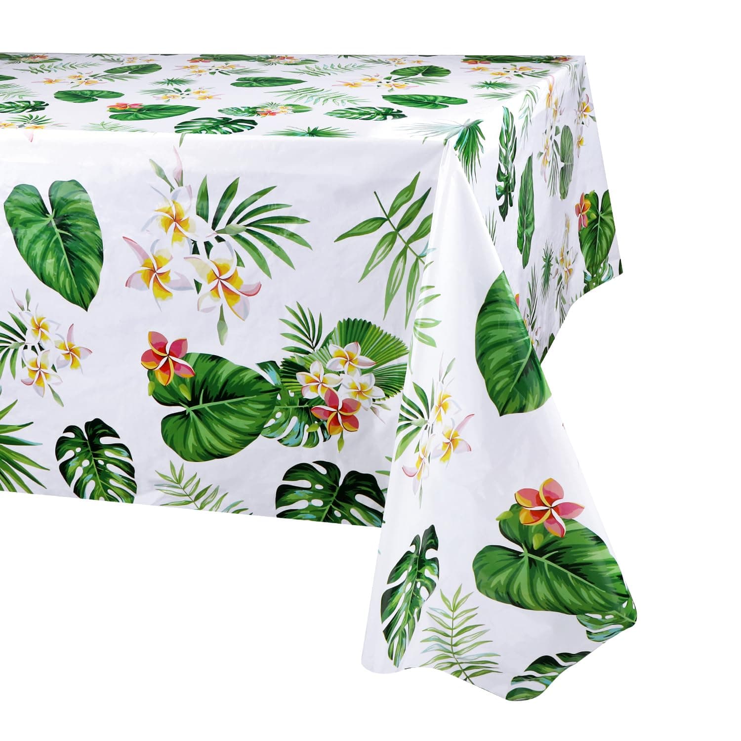 3 Pack Hawaiian Luau Tablecloths for Party Decoration, Hawaii Disposable Plastic Rectangular Table Covers, Aloha Tropical Palm Leaves Table Cloth, Summer Beach Kids Birthday Cocktail Party Supplies