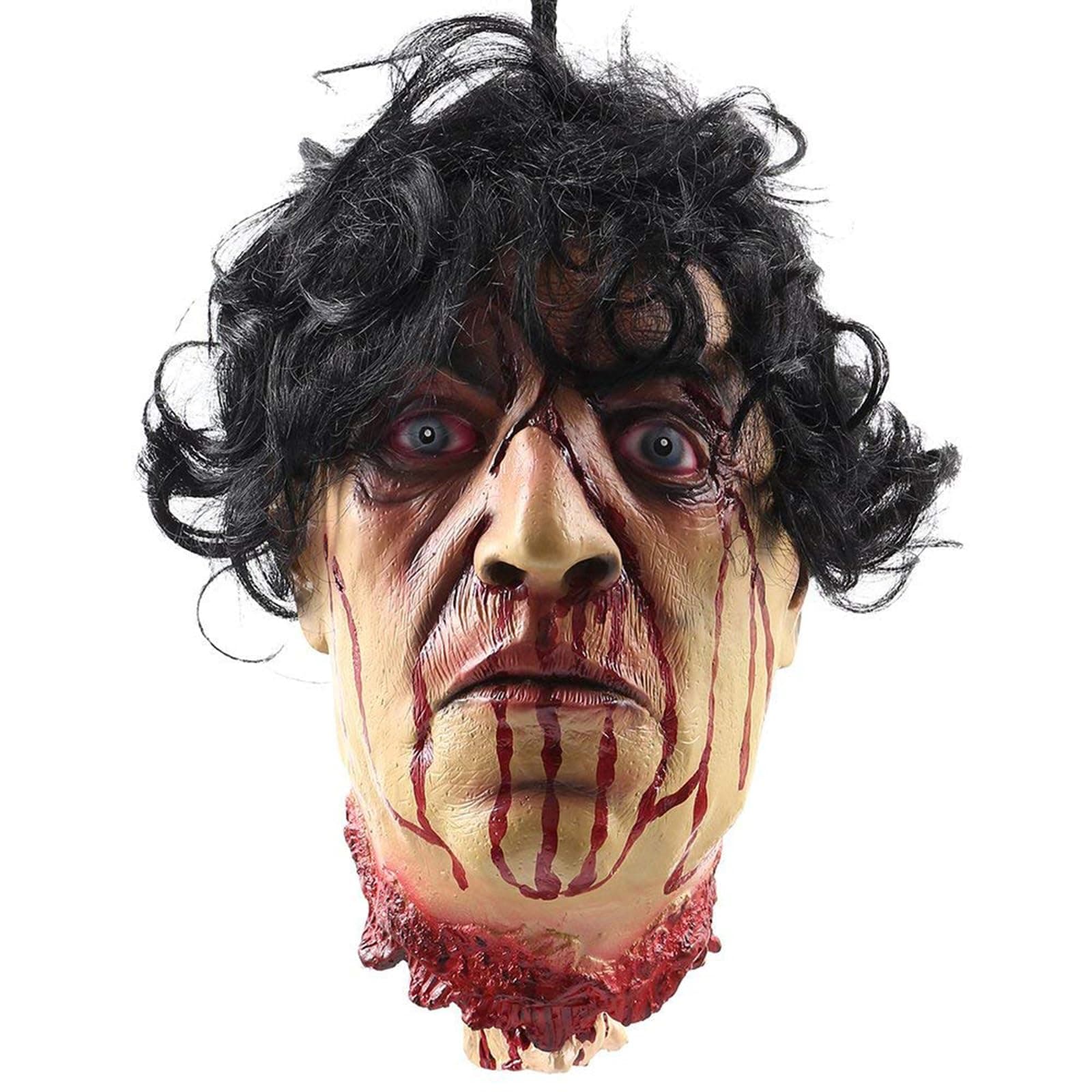 Halloween Decorations Props Scary Hanging Severed Head, Life-Size Realistic Latex Zombie Head for Haunted Houses