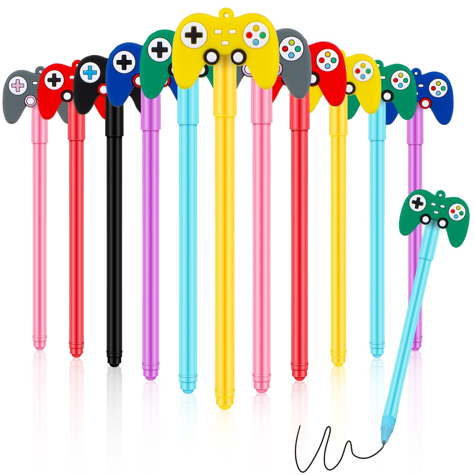 Tinlade 24 Pcs Video Game Pens Gamer Party Favors Video Gaming Themed Birthday Party Favor Gifts Controller Ink Pens for Office Home (Multicolor)