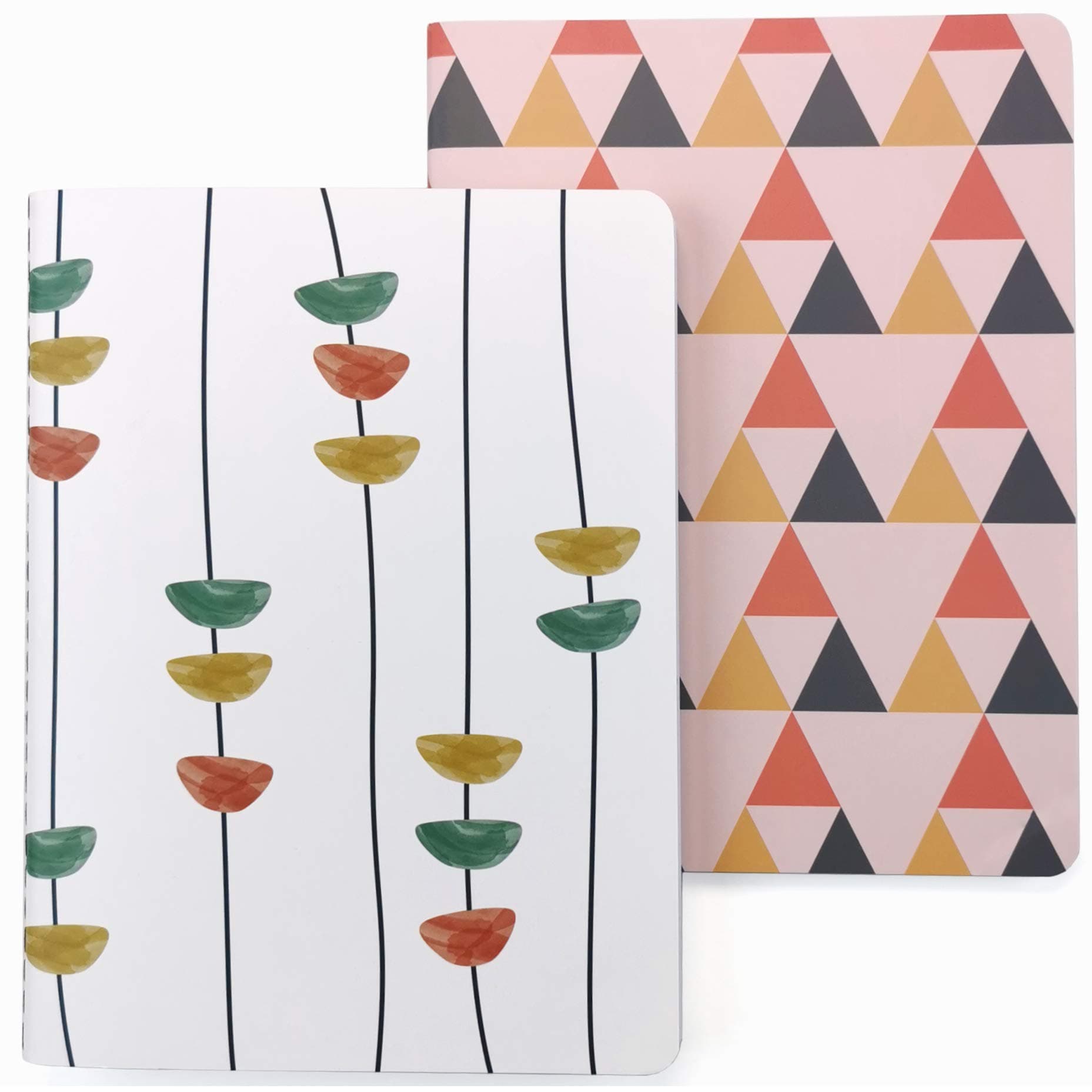 Tabitha Wilde Pack of 2 x Lined Notebooks Softcover Slim Cahier (Yellow, Green, Red, White, Pink, Grey)