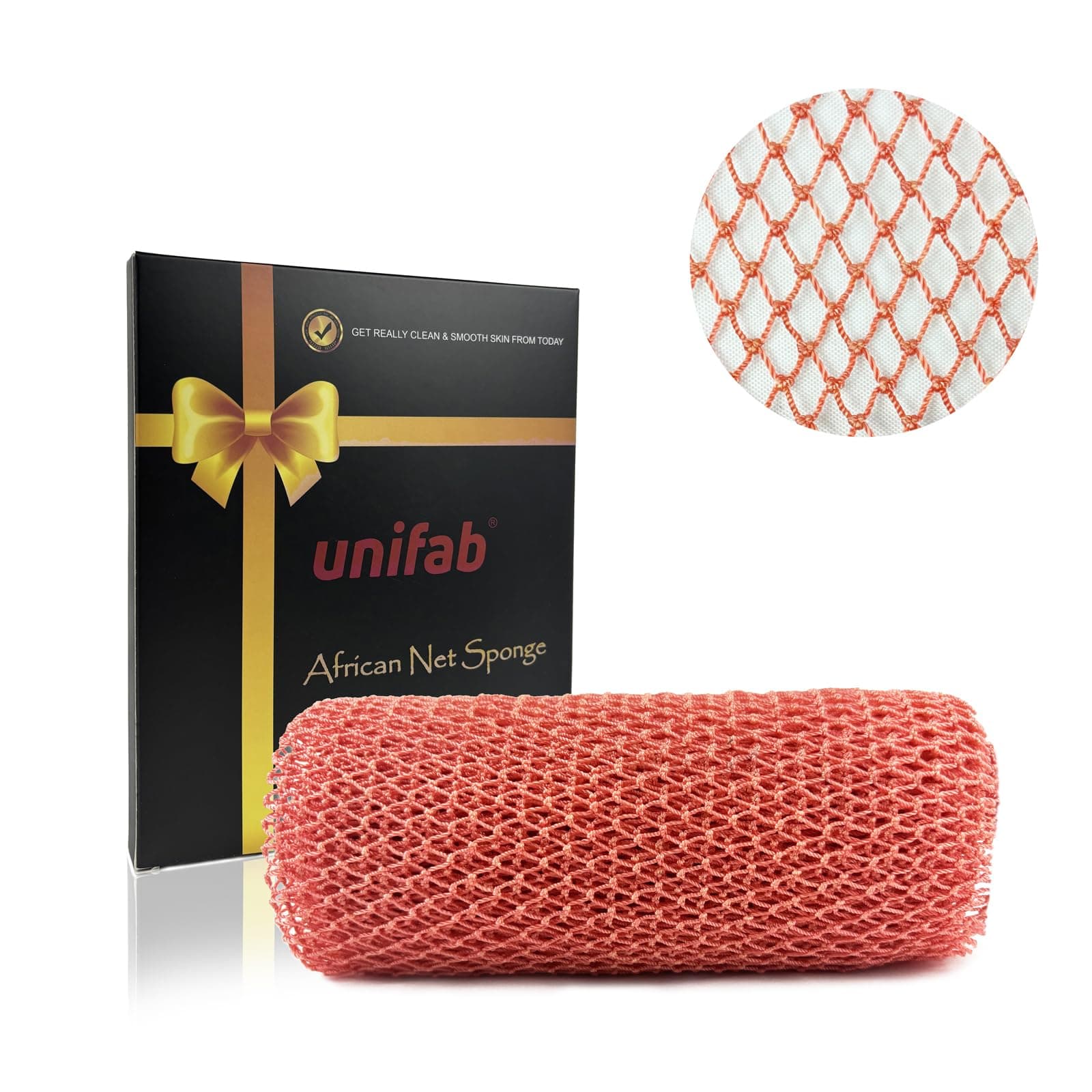 Unifab African Net Sponge: Authentic Real African Exfoliating Net Bath Sponge Wash Cloth, Pink