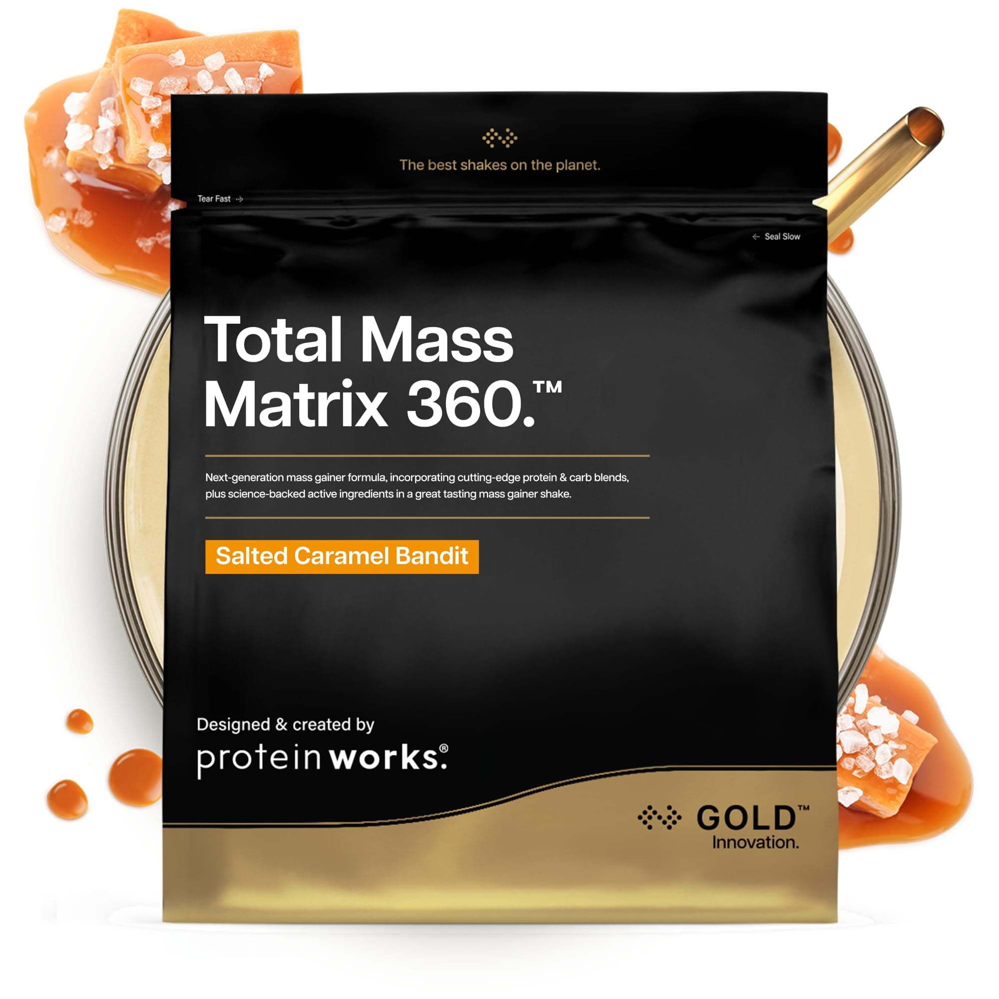 Protein Works - Total Mass Matrix Extreme Mass Gainer | High Calorie Protein Powder | Mass Building Protein Shake | Weight Gainer Protein Powder | 10 Servings | Salted Caramel Bandit | 2.12kg