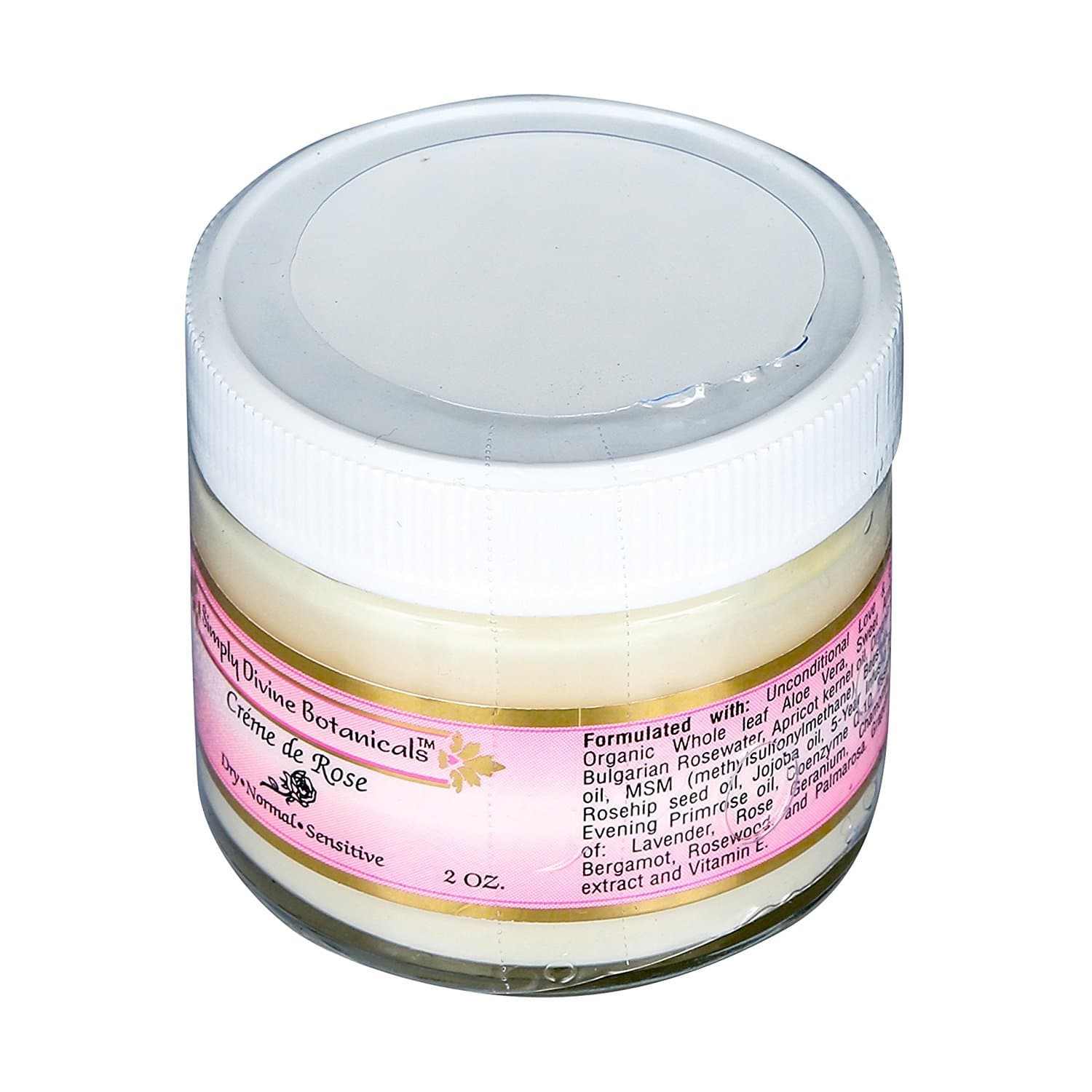 Simply Divine BotanicalsCreme de Rose Heavenly Facial Moisturizer - Natural and Organic Face Cream for Dry, Normal, Sensitive, Mature Skin, 2 oz