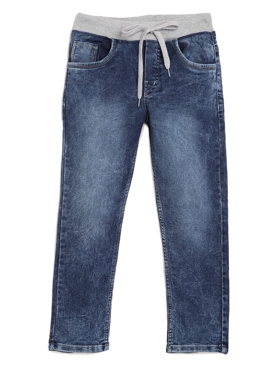 Chopper Club Boys (6-15 Yrs) Jeans with Inner Elastic & Drawstrings in Stretchable 3x1 Denim Fabric Slim Fit with Tearing
