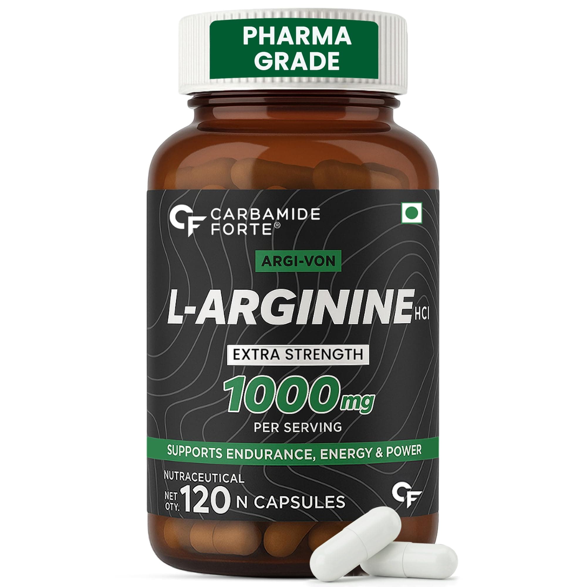Carbamide Forte L-Arginine, Creatine 1000mg Supplement for Adults Per Serving -Veg Capsules 120 Count
