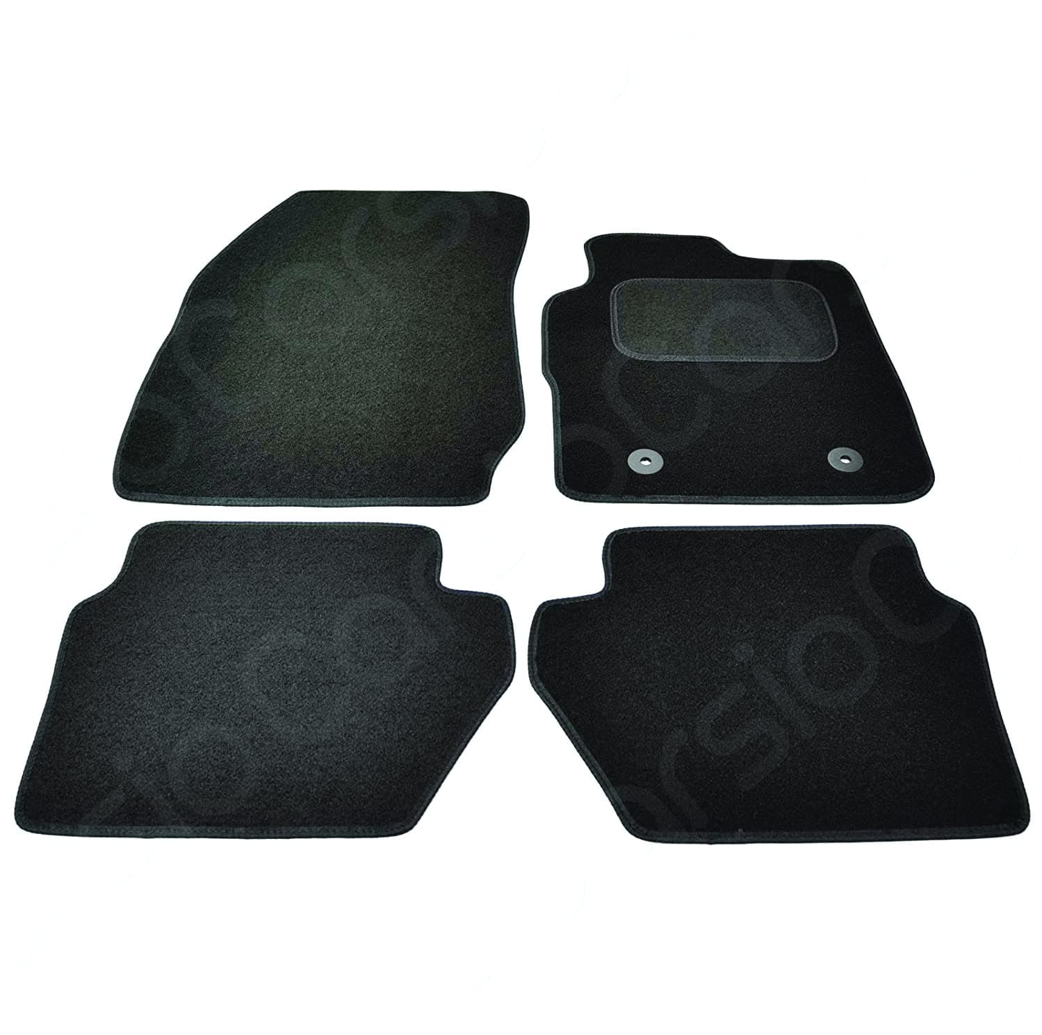 Carsio Carpet Car Mats For Ford EcoSport 4 Piece Set with 2 Clips Tailored Fit Floor Mat Complete Accessory Black Custom Fitted - All Weather, Anti-Slip Backing & Black Trim