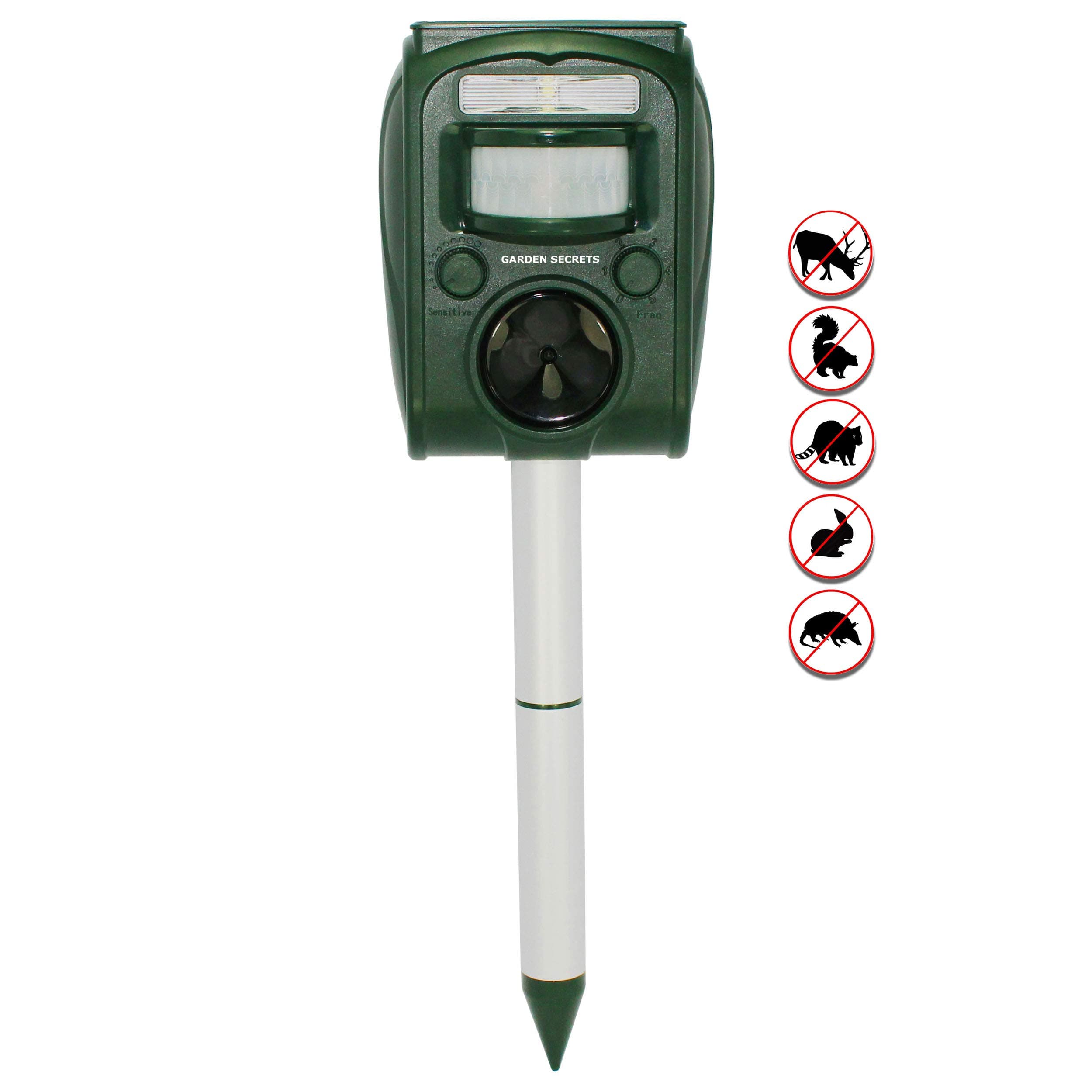 Solar Animal Repellent. Ultrasonic Outdoor Animal Repeller, Deer Repellent Raccoon Repellent Skunk Repellent Cat Rat Dog and Mice Deterrent Away. (GS-502, Home Version, 1, GS-502)