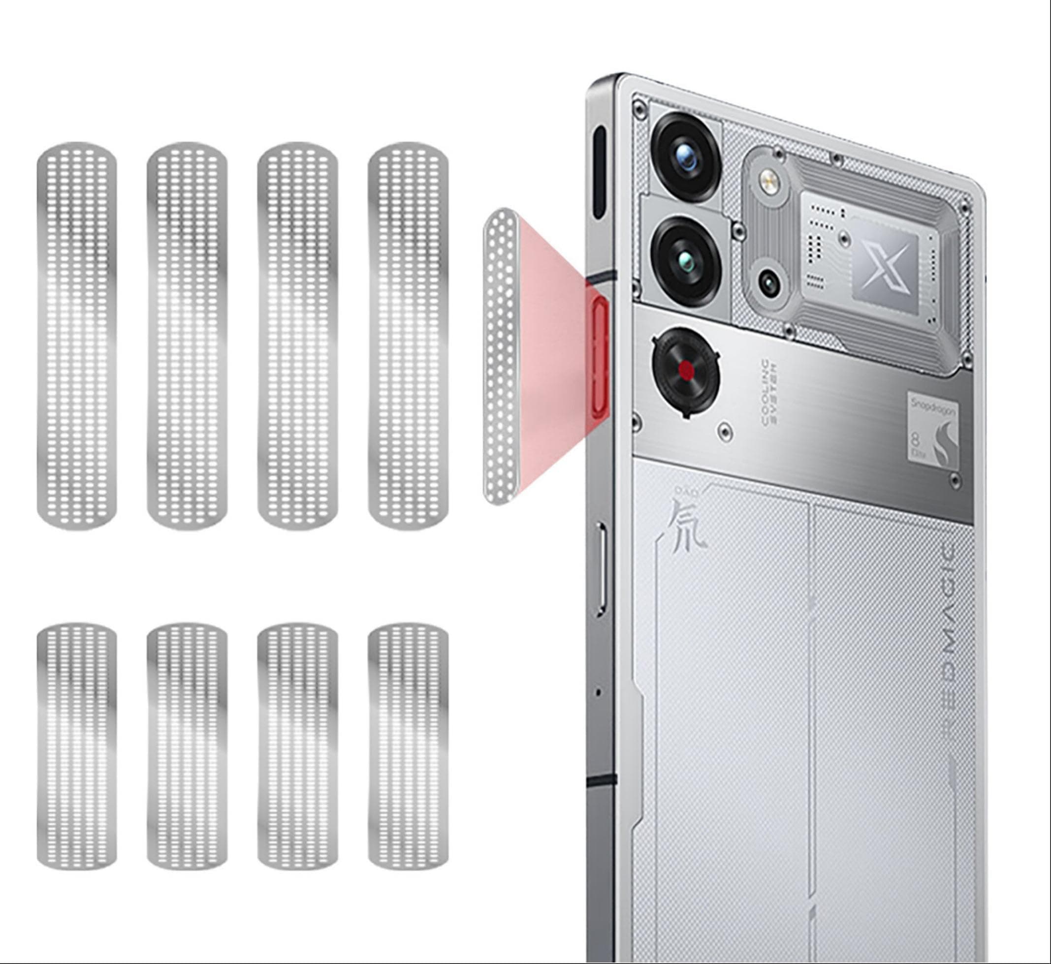 GIOPUEY メッシュ防塵メタルステッカー Red Magic 8 Pro/Red Magic 8S Proスピーカー&ラジエーターベント用 [4+4パック] - シルバー