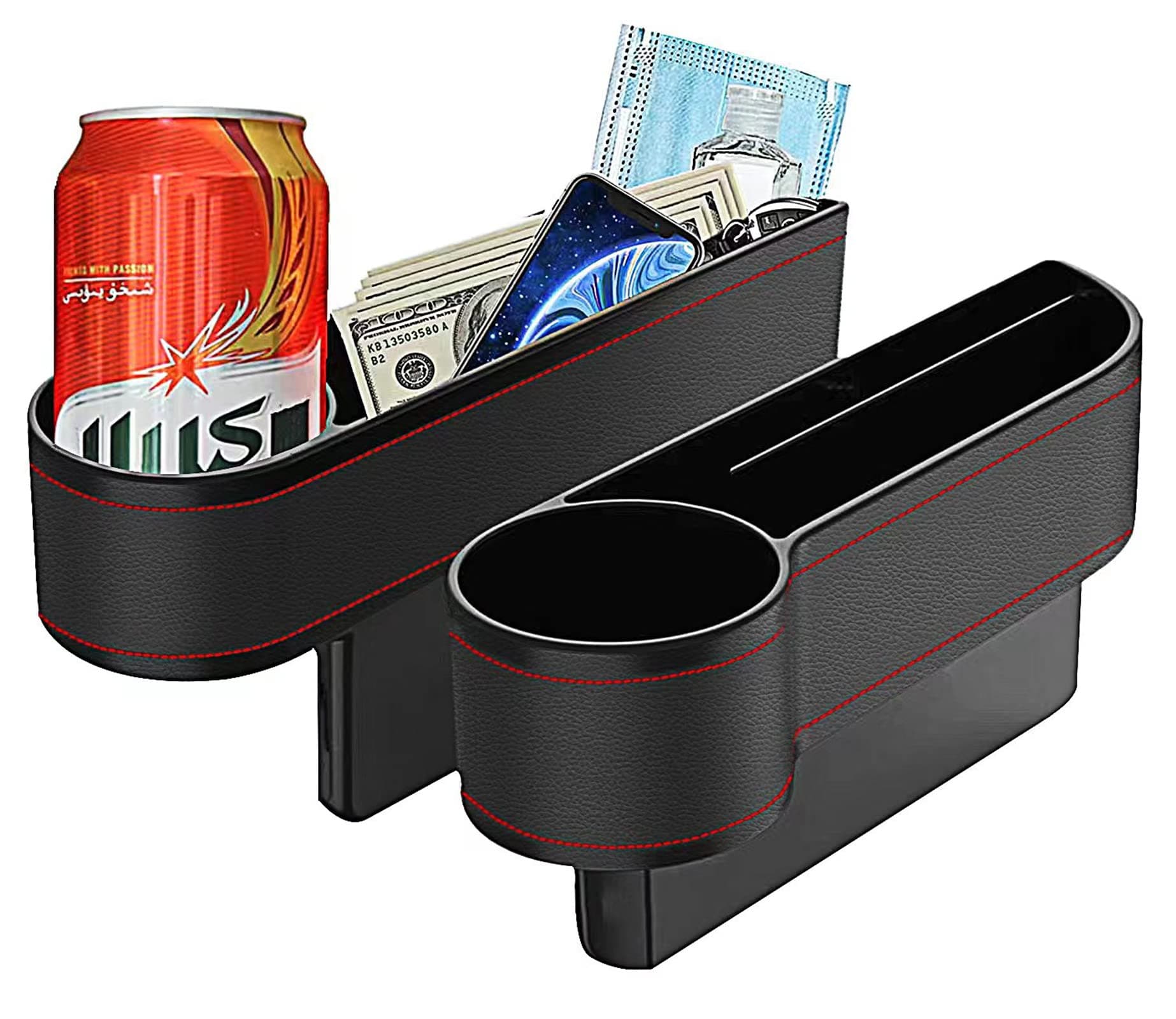 Premium Car seat Gap Organizer Multifunctional Car Organizer and Storage Box Car Seat Gap Filler for Phone Key Card Coin Case Accessoies(2 Pack)