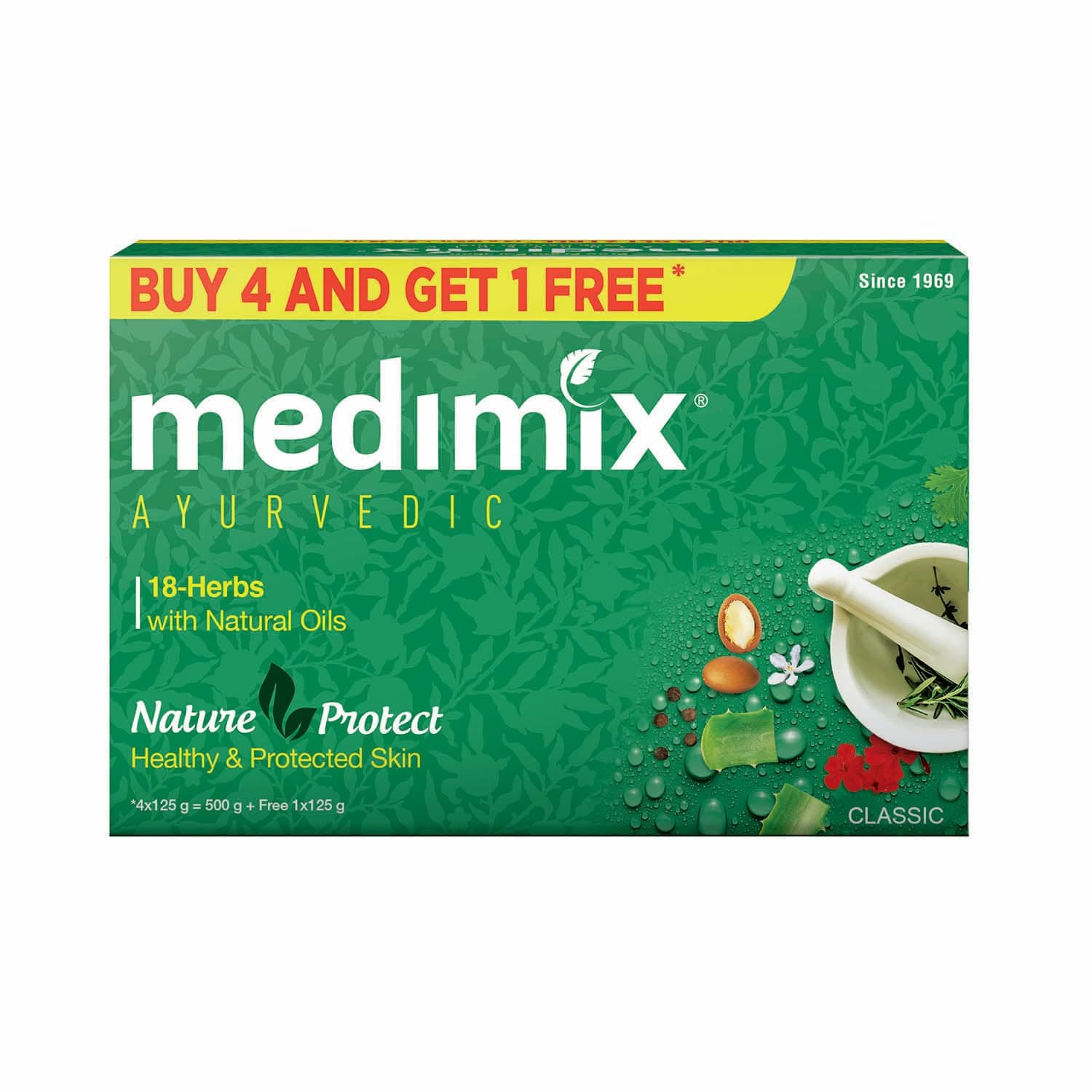 Medimix Ayurvedic Classic 18 Herbs Soap, 125g (4+1 Super Saver Pack, Save Rs.40)