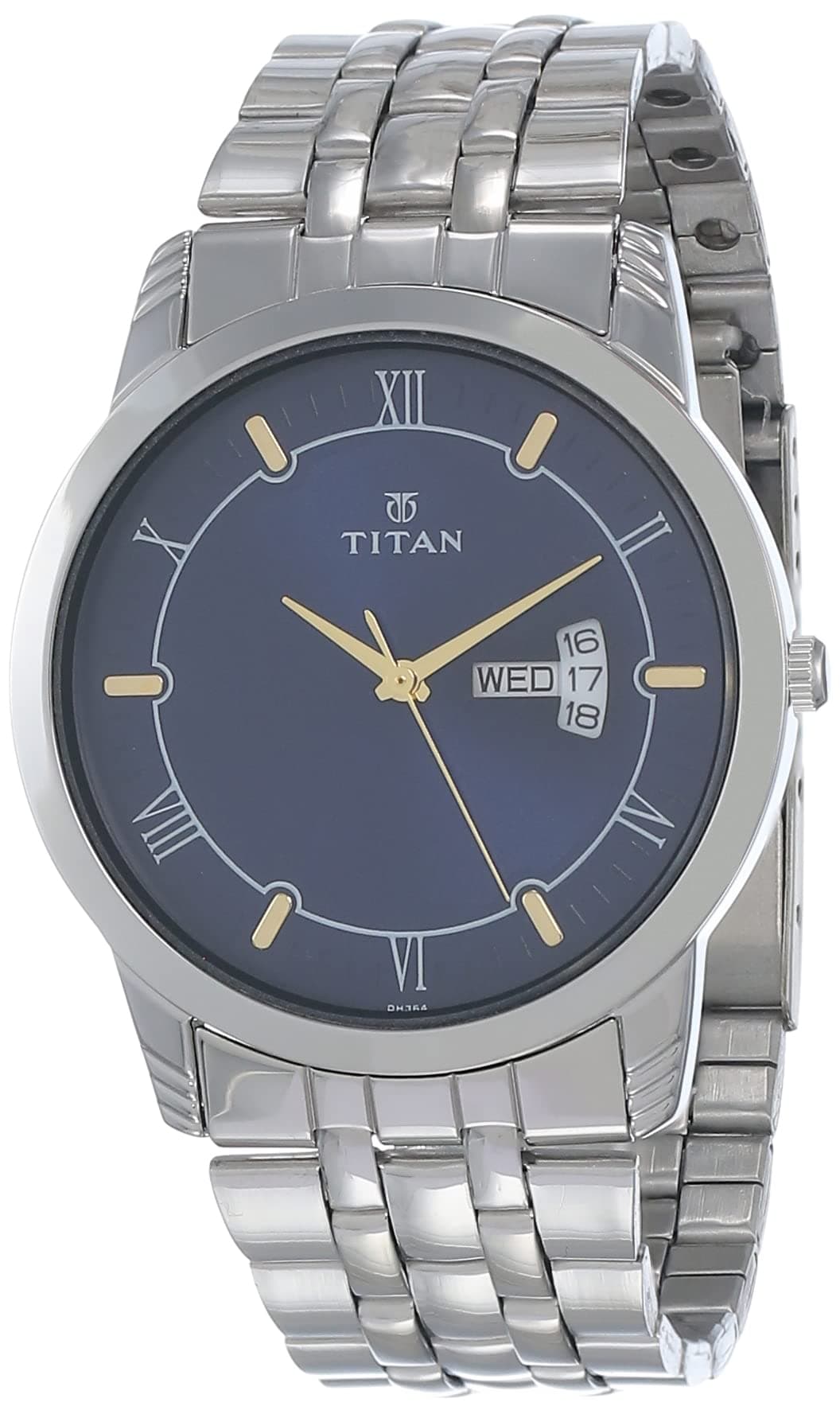 Titan Karishma Quartz Analog with Day and Date Midnight Blue Dial Silver Stainless Steel Strap Watch for Men - NT1774SM01