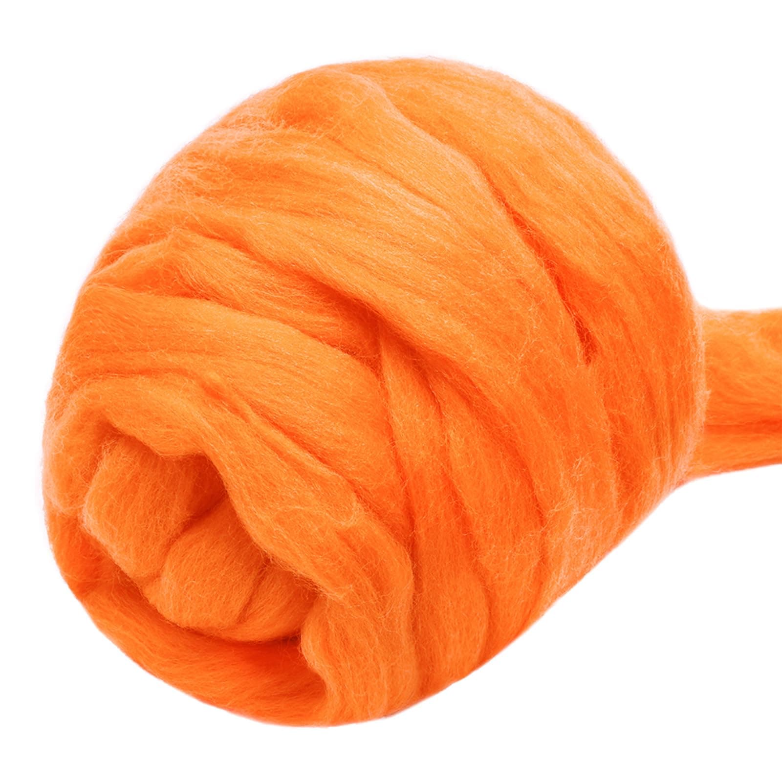3.53oz Wool Roving, Wool Felting Supplies, Pure Wools, Chunky Yarn, Spinning Wool Roving for Needle Felting Wet Felting DIY Hand Spinning (Orange)