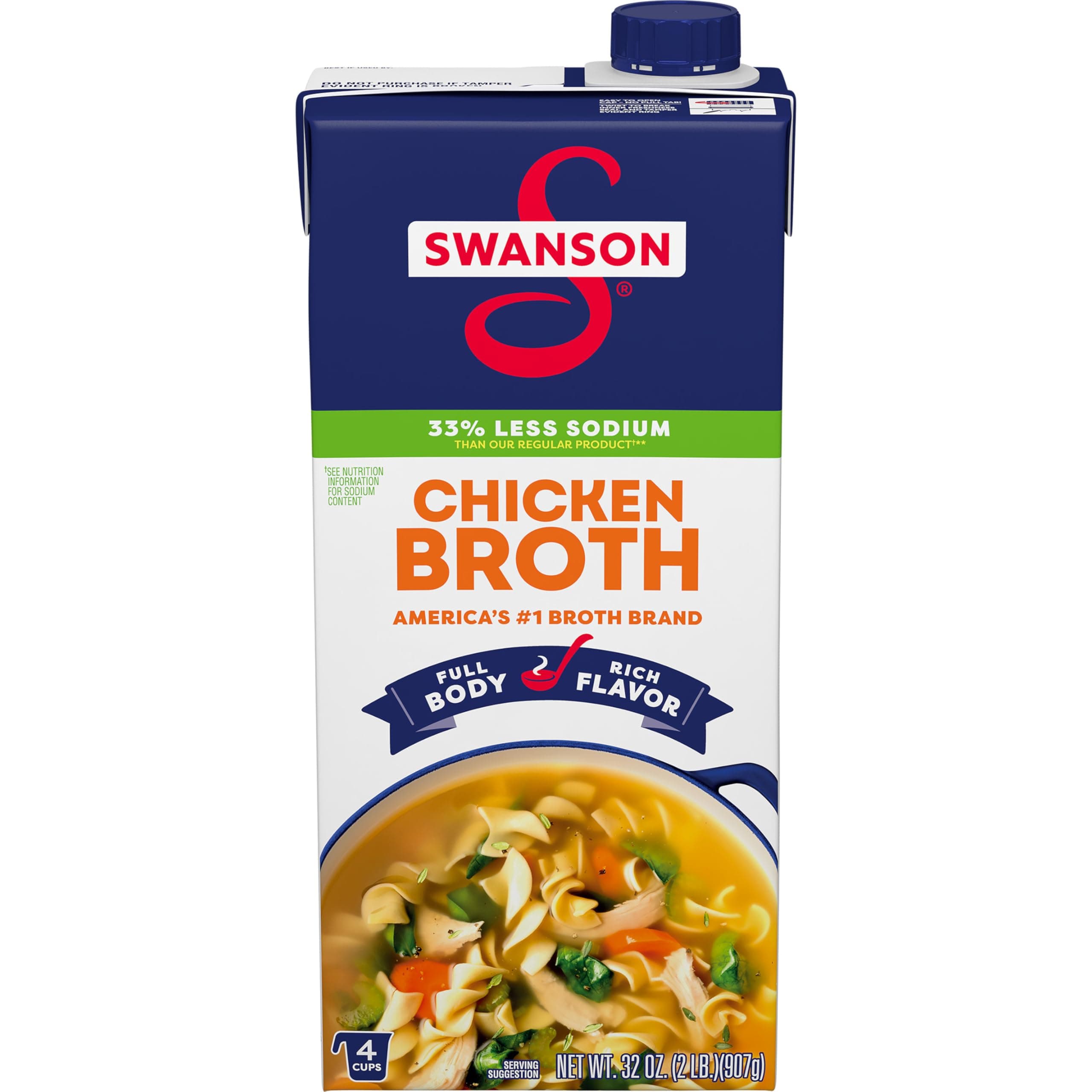 Natural Goodness Lower Sodium Chicken Broth, 32 oz Carton