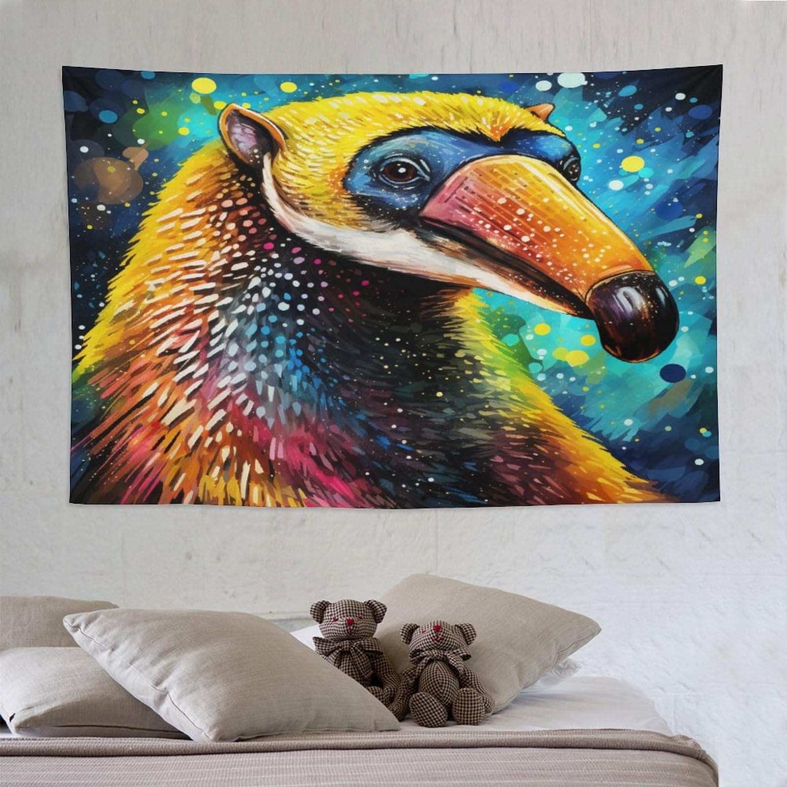 Anteater Tapestry Wall Cloth Print Wall Hanging Tapestry Aesthetic Ultra Soft Psychedelic Decorative Tapestry for 150×230cm
