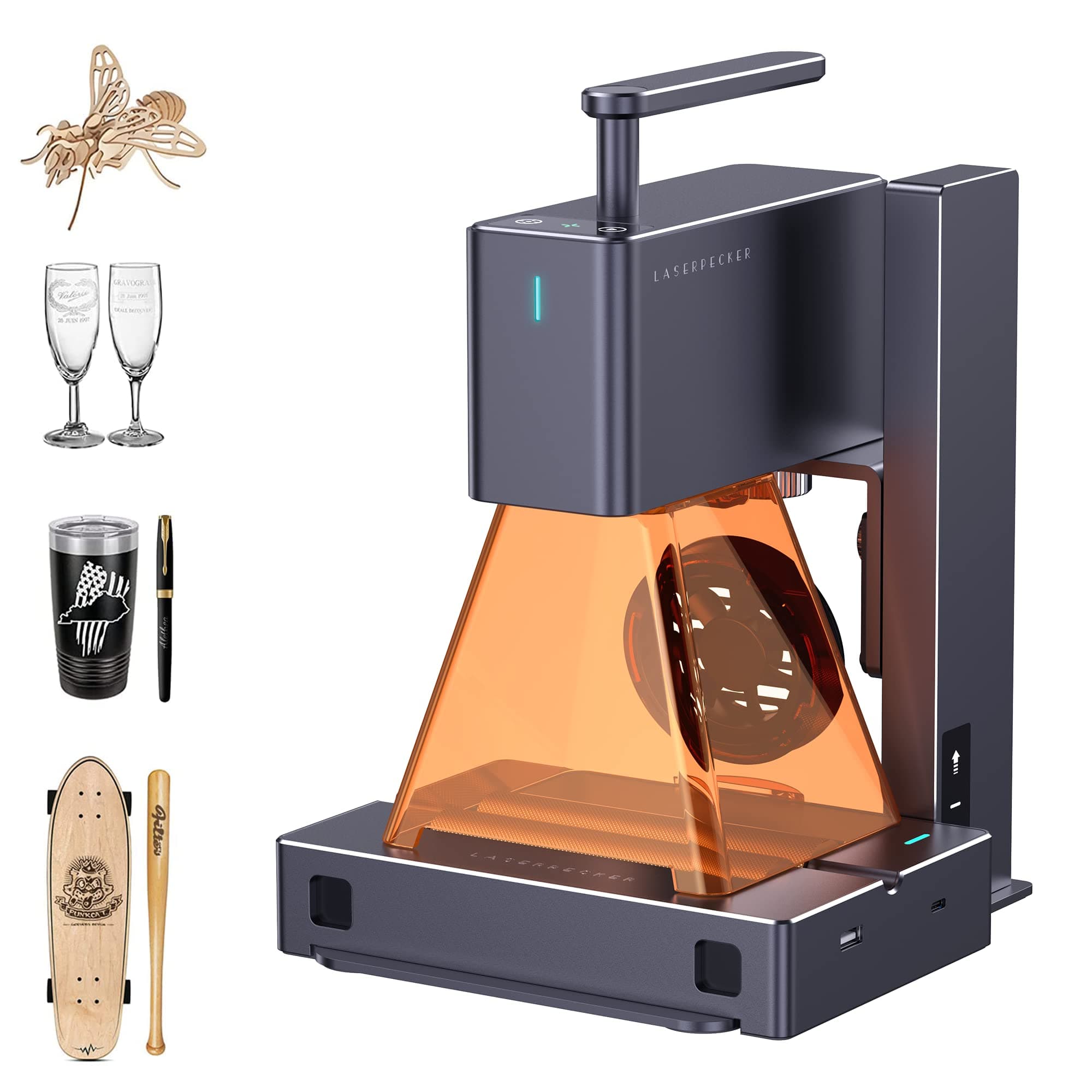 LP2 Laser Engraver with Roller, Portable and Handheld Laser Engraving Machine for Wood Metal Leather Acylic Engraving Laser Cutter, Suit Set with Versatile Rotary Roller