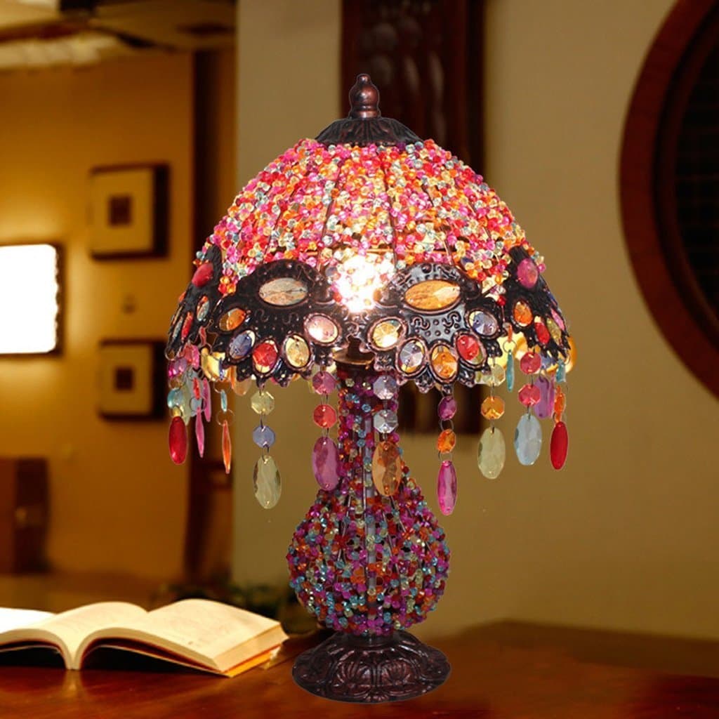 MILUCE European Style Garden Table Lamp Bohemian Bedside Lamp Handmade Light Warm Princess Wedding Room Lights