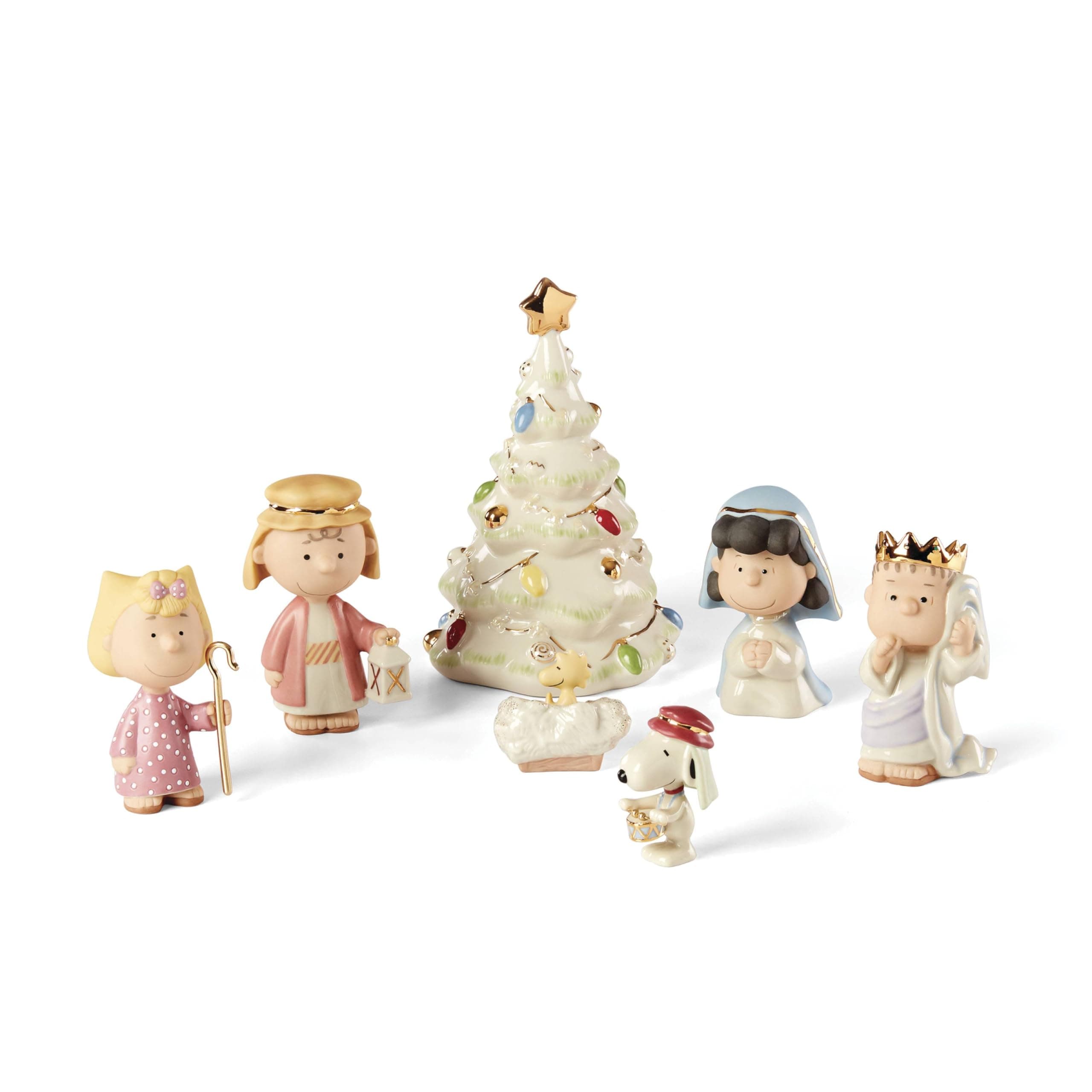 Snoopy The Christmas Pageant 7-Piece Set Multicolored Figurine Set