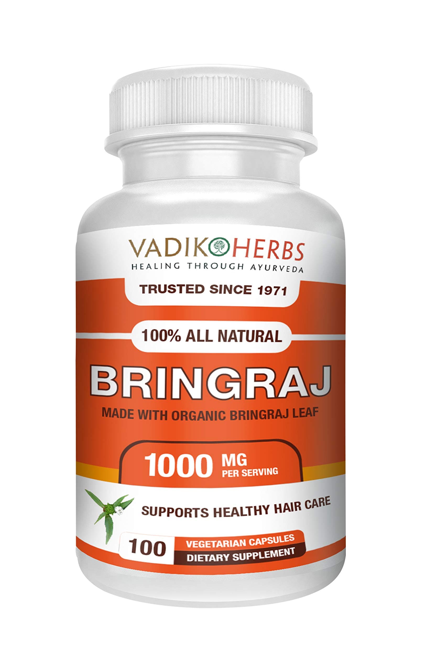 Vadik Herbs Organic Bringraj Bhringraj (Eclipta erecta, Eclipta alba) Powder 100 Vegicaps | Promotes Healthy Hair Growth…
