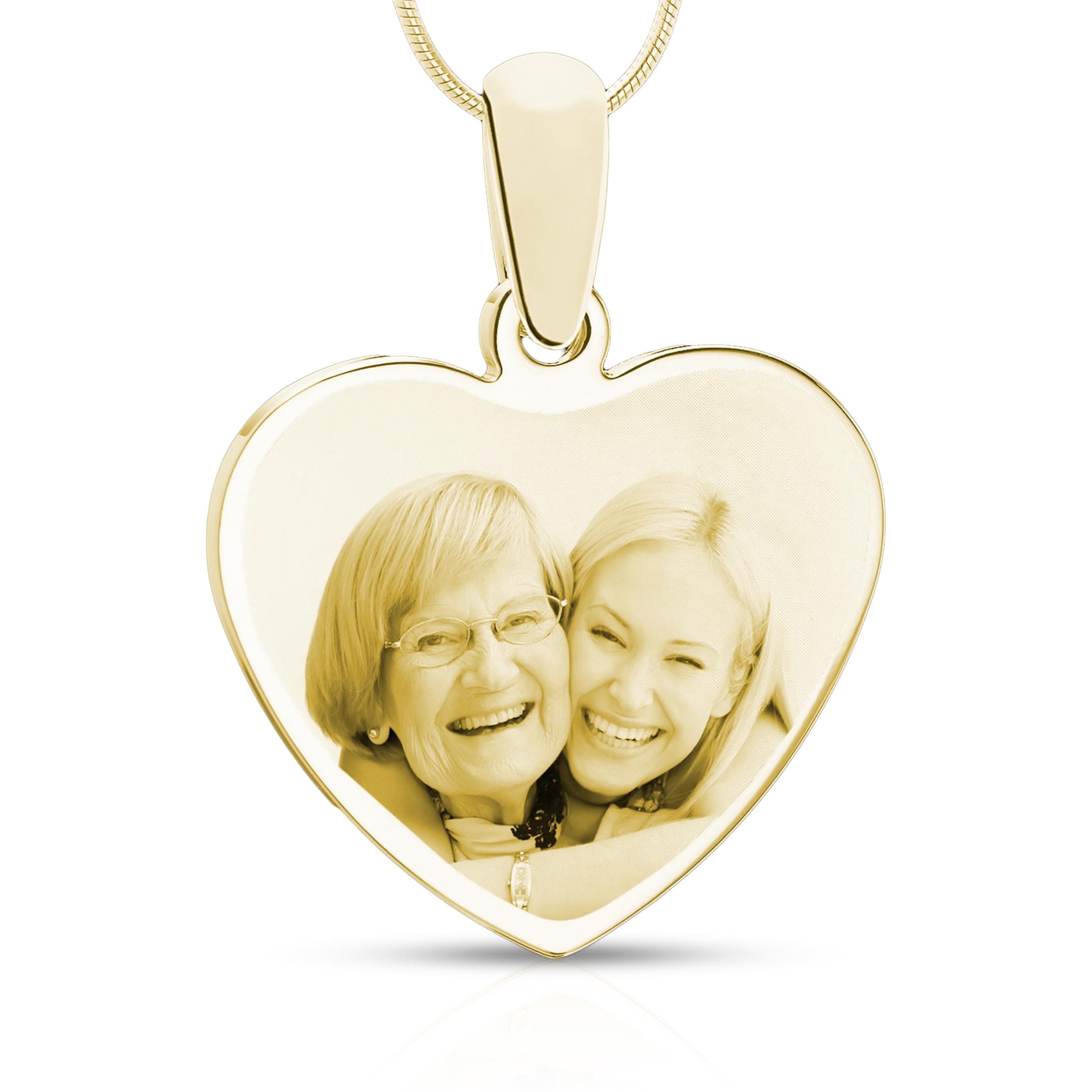Personalized Picture Engraved Heart Pendant with 20" Chain
