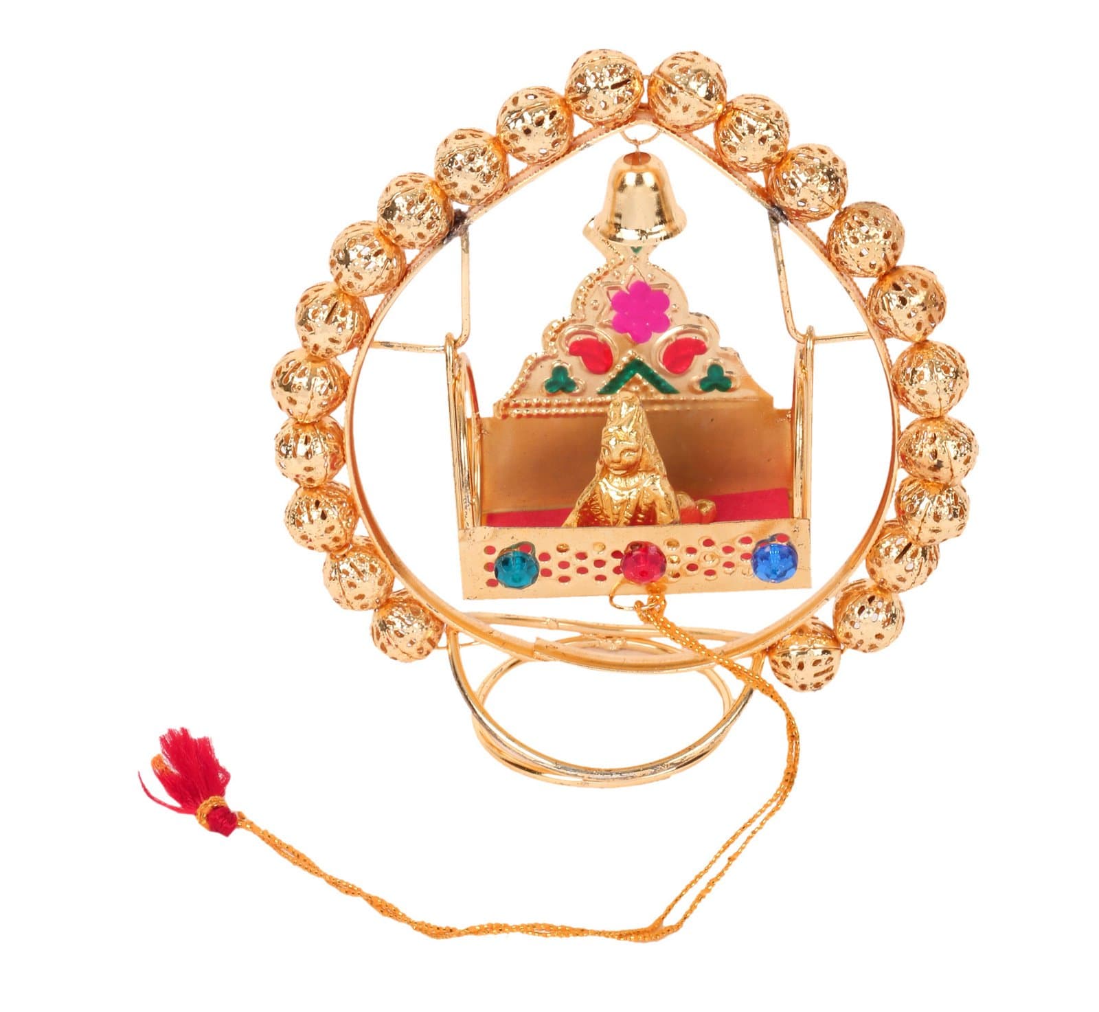 Itiha Golden Beads Balgopal Jhula Showpiece Lord Krishna Murti Statue/Indian Handicraft/Shri Krishna/Bal Gopal Showpiece Return Gift - 10 cms in height