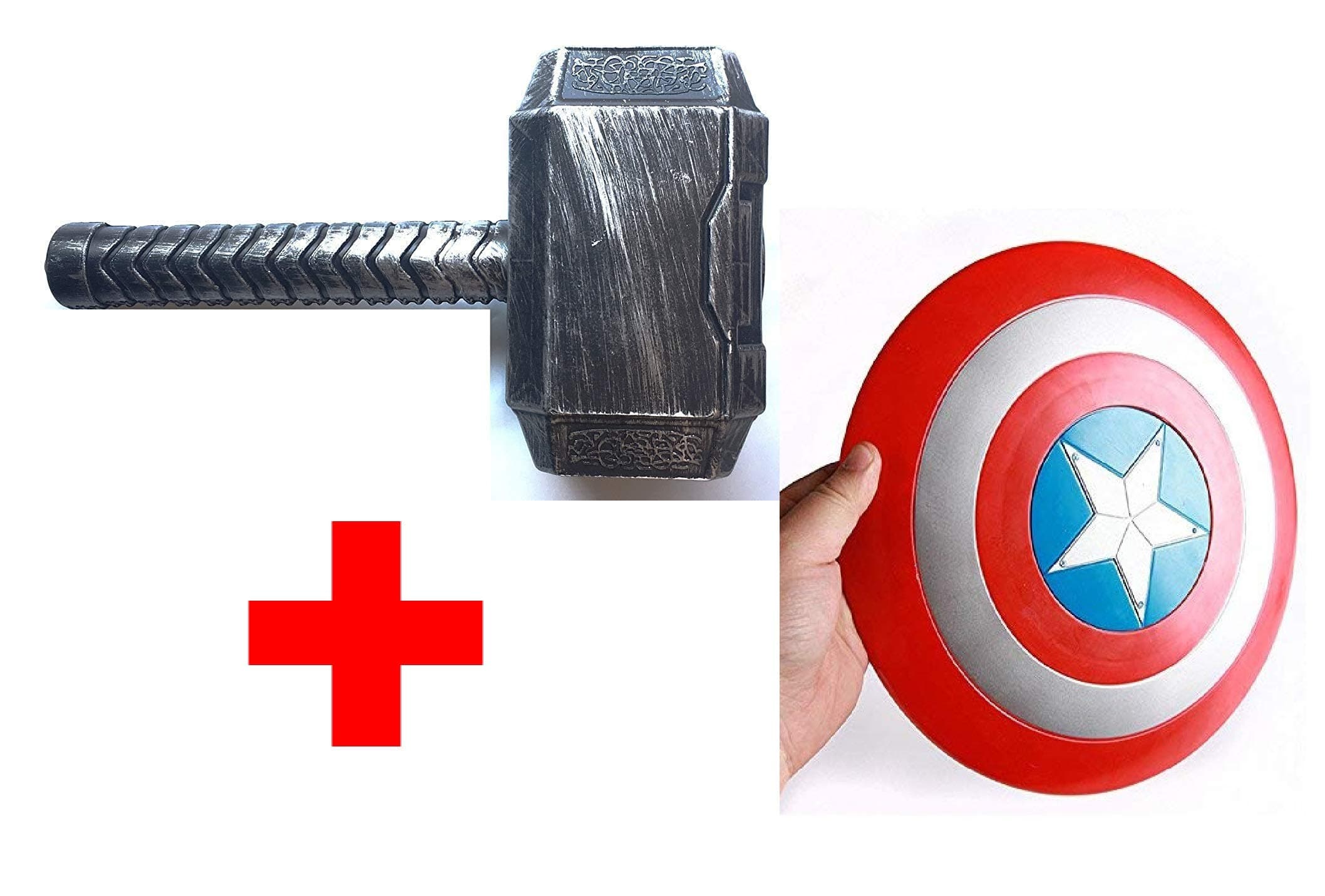 FAVELA Marvel Legendary Shield and Hammer of Captain America 32 cm and Thor for Costume Parties, Cosplay and Dress Ups