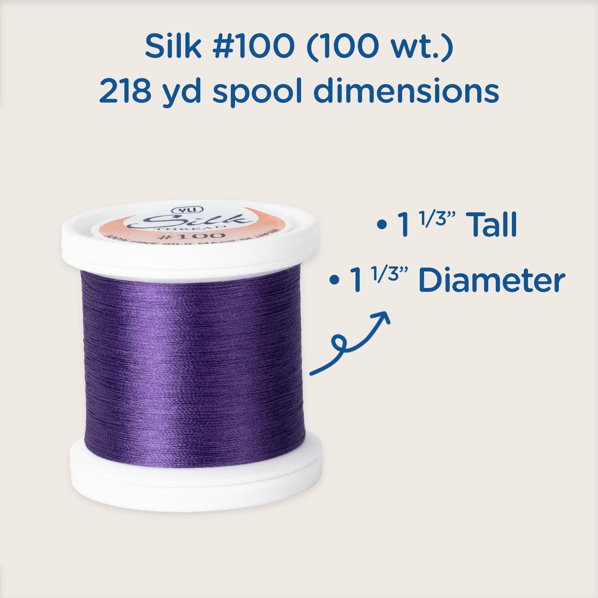 YLI Silk Thread #100 200M Light Gray