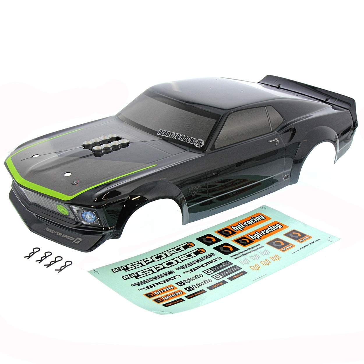 HPI 1/10 RS4 Sport 3 4WD Drift FORD MUSTANG 1969 RTR-X BODY SHELL