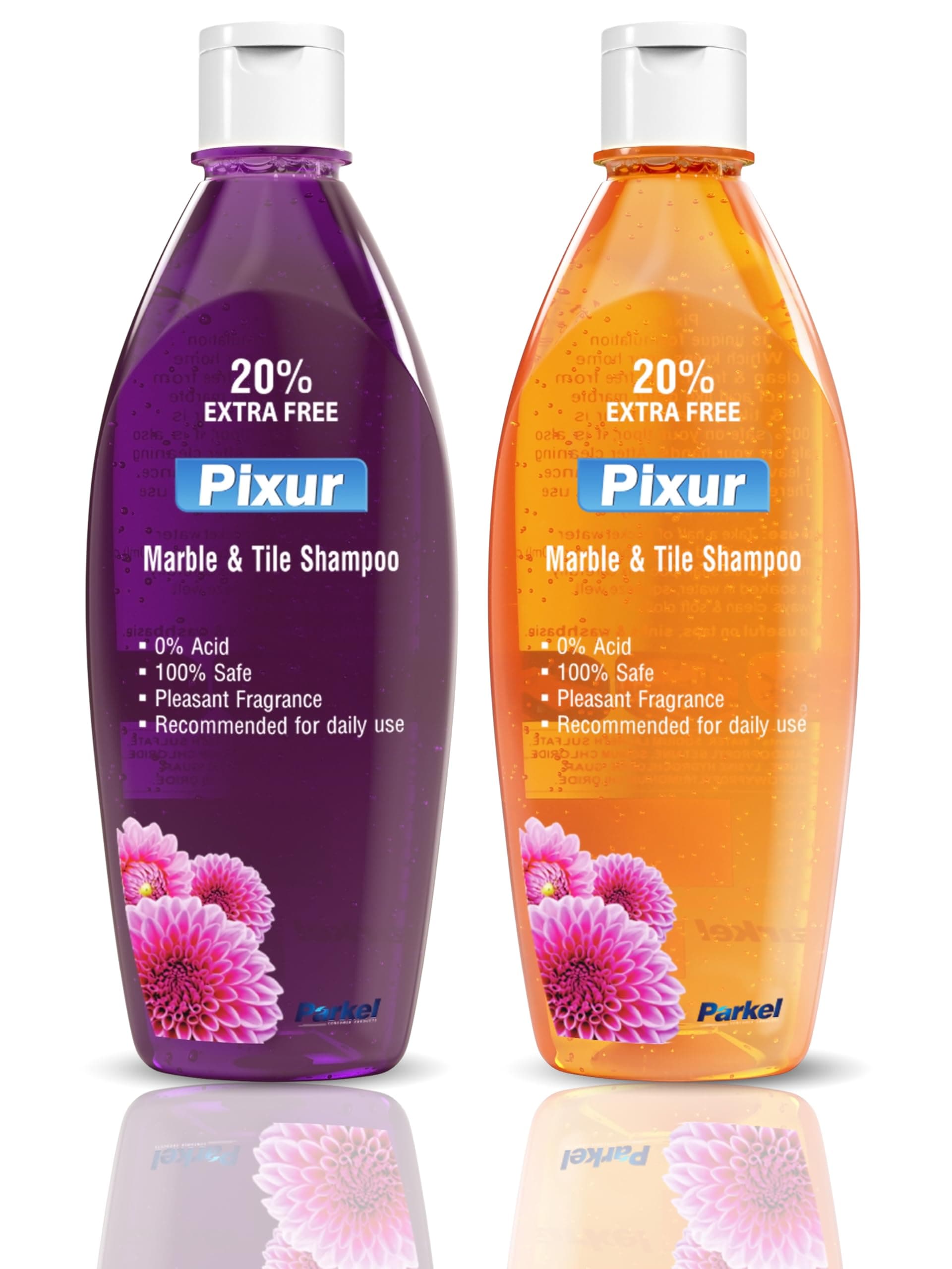 pixur Marble and Tile Shampoo Floor Cleaner for Home, Kitchen, Bathroom (Orange and Deo Fresh) -Combo Pack of 2 Pieces x 600 ml