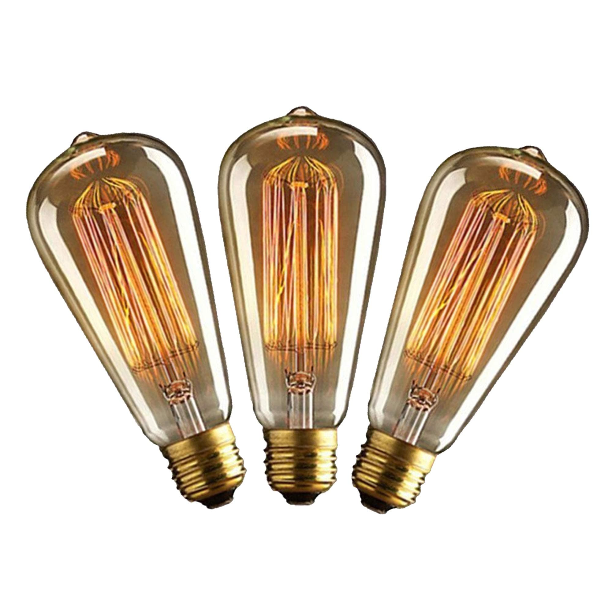 Homesake Light Bulbs for Home Decor Items, Edison Tungsten Filament Antique Vintage Glass Yellow Light Bulbs Living Room, Bedroom Bedside, Hall - Pack of 03