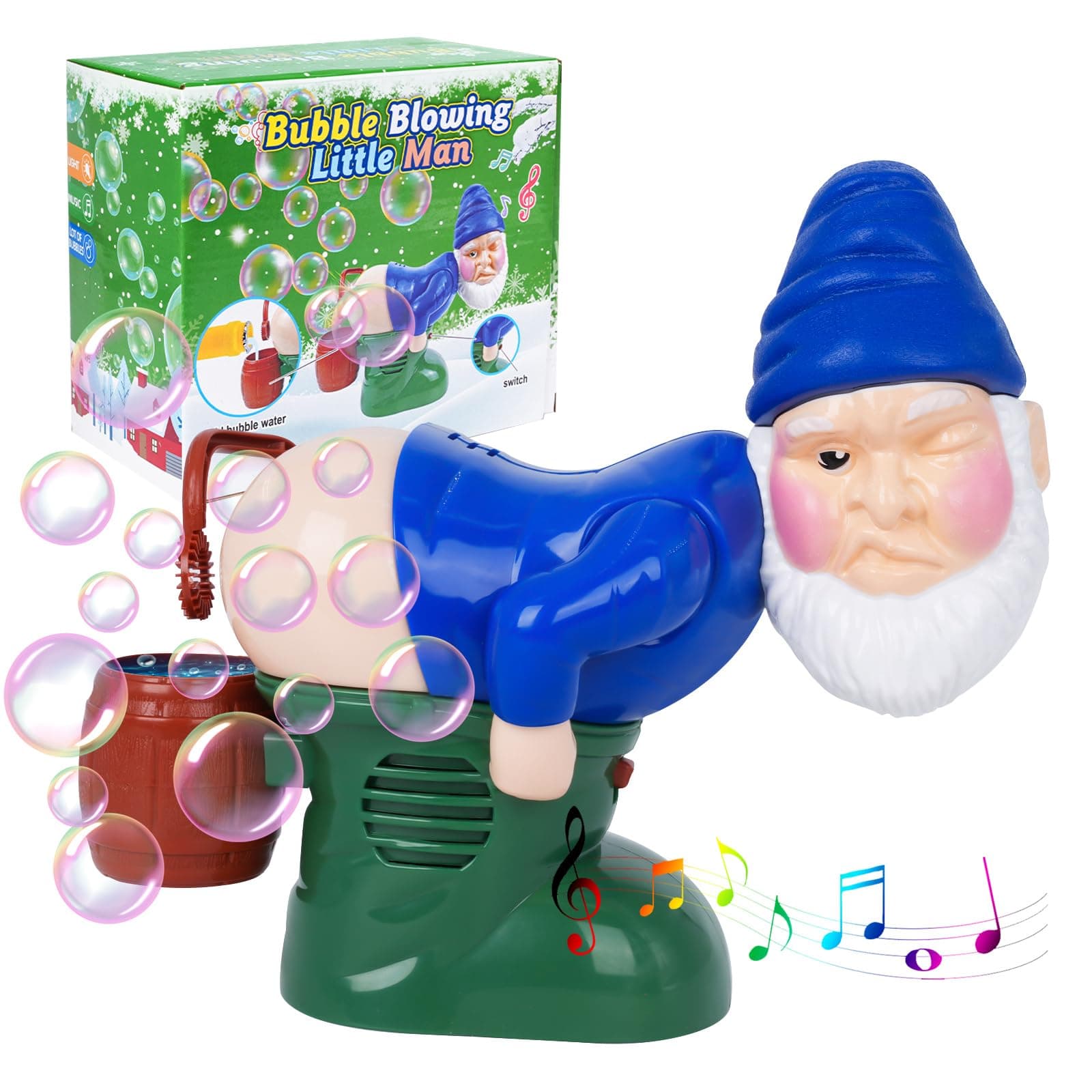 Santa Bubble Butt Blower, Santa Claus Farting Bubble Machine, Funny Automatic Blowing Blower with Music Flashing Lights Colorful Bubbles, Christmas Stocking Stuffers Gift for Kids