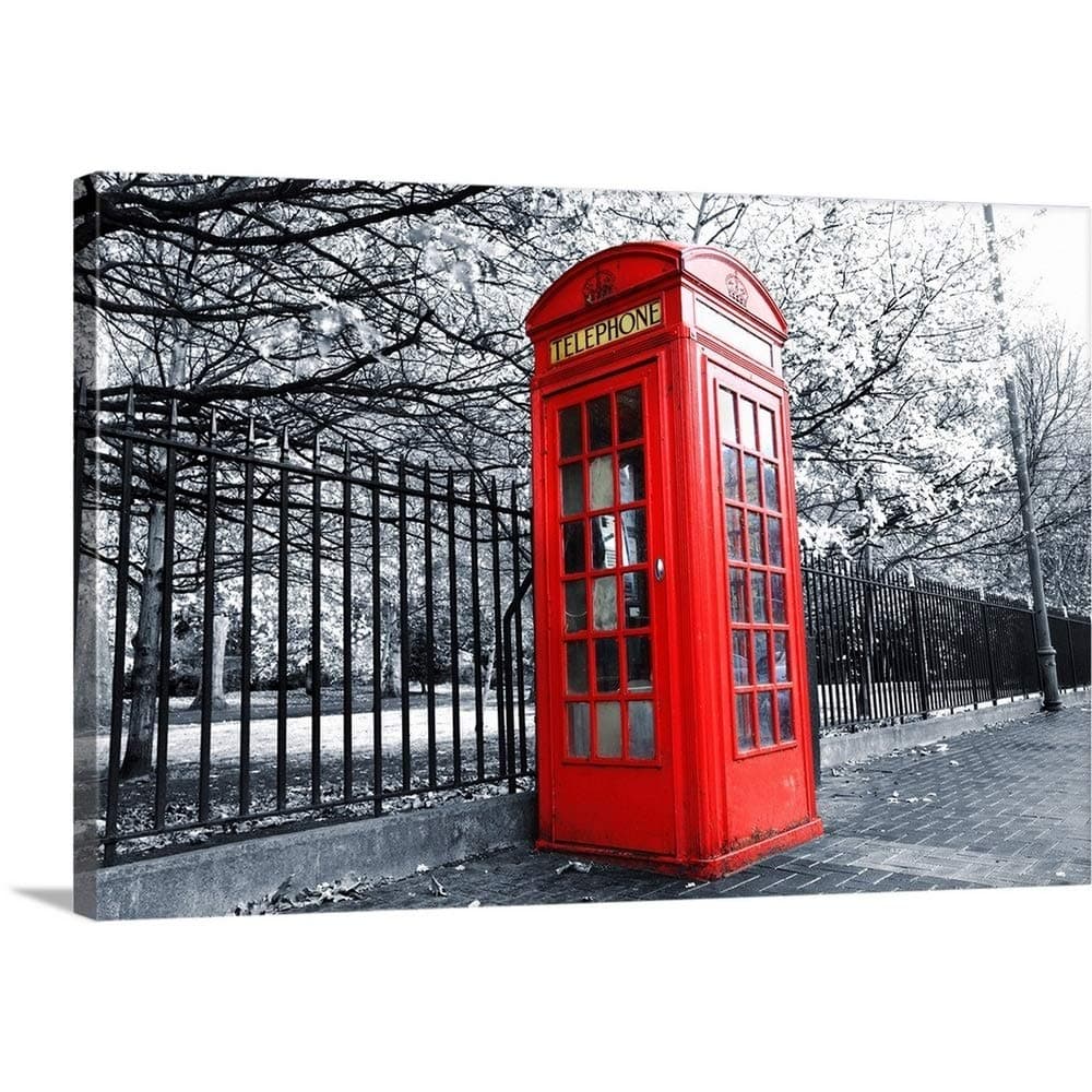 Simon Kayne Solid-Faced Canvas Print Wall Art Print Entitled Red Phone Box 48"x32"