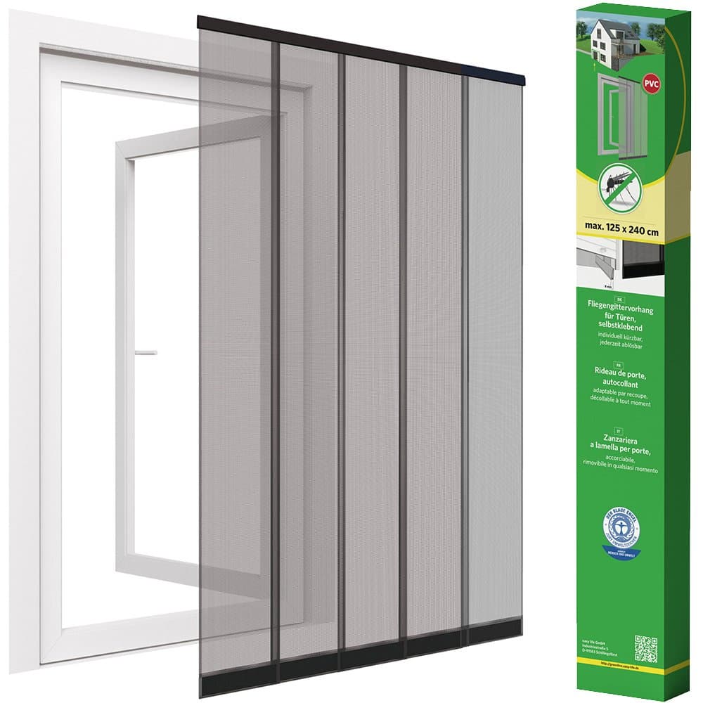 Easylife Strip Curtain Fly Screen For Door 125 x 240 CM, Anthracite