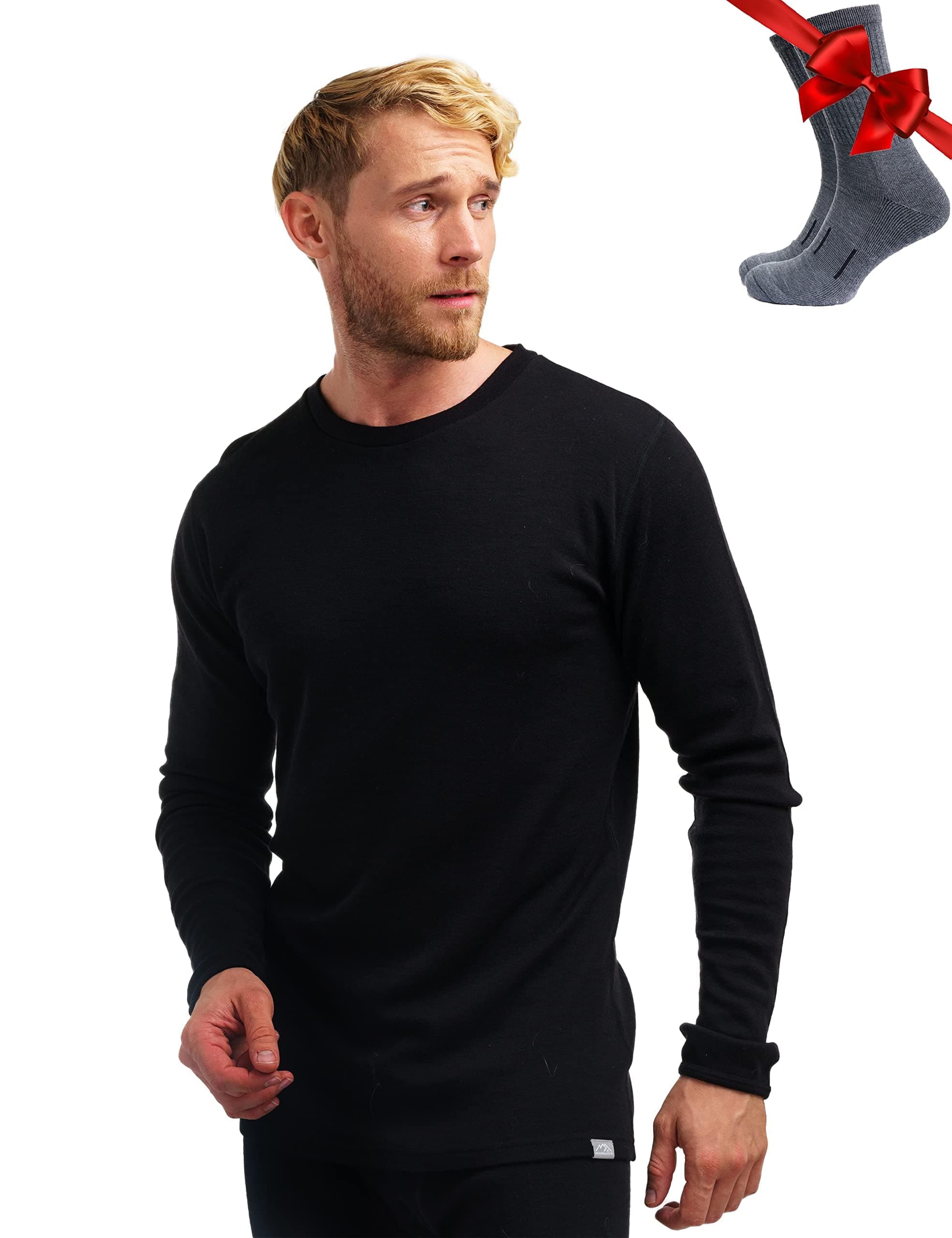 Merino.tech Merino Wool Base Layer Men - 100% Merino Wool Long Sleeve Thermal Shirts Lightweight, Midweight, Heavyweight