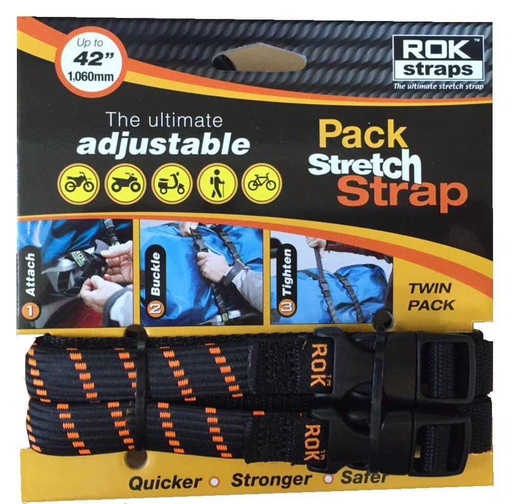 ROK-10306 Black/Orange 12" - 42" Pack Adjustable Stretch Strap