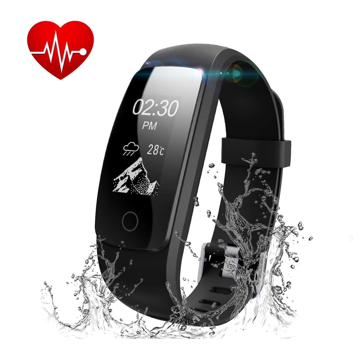 Runme Fitness Tracker Watch with Heart Rate Monitor, IP67 Water Resistant Activity Tracker with Sleep Monitor, Bluetooth Pedometer Bracelet Wristband with Call/SMS Remind for iOS Android Smartphone