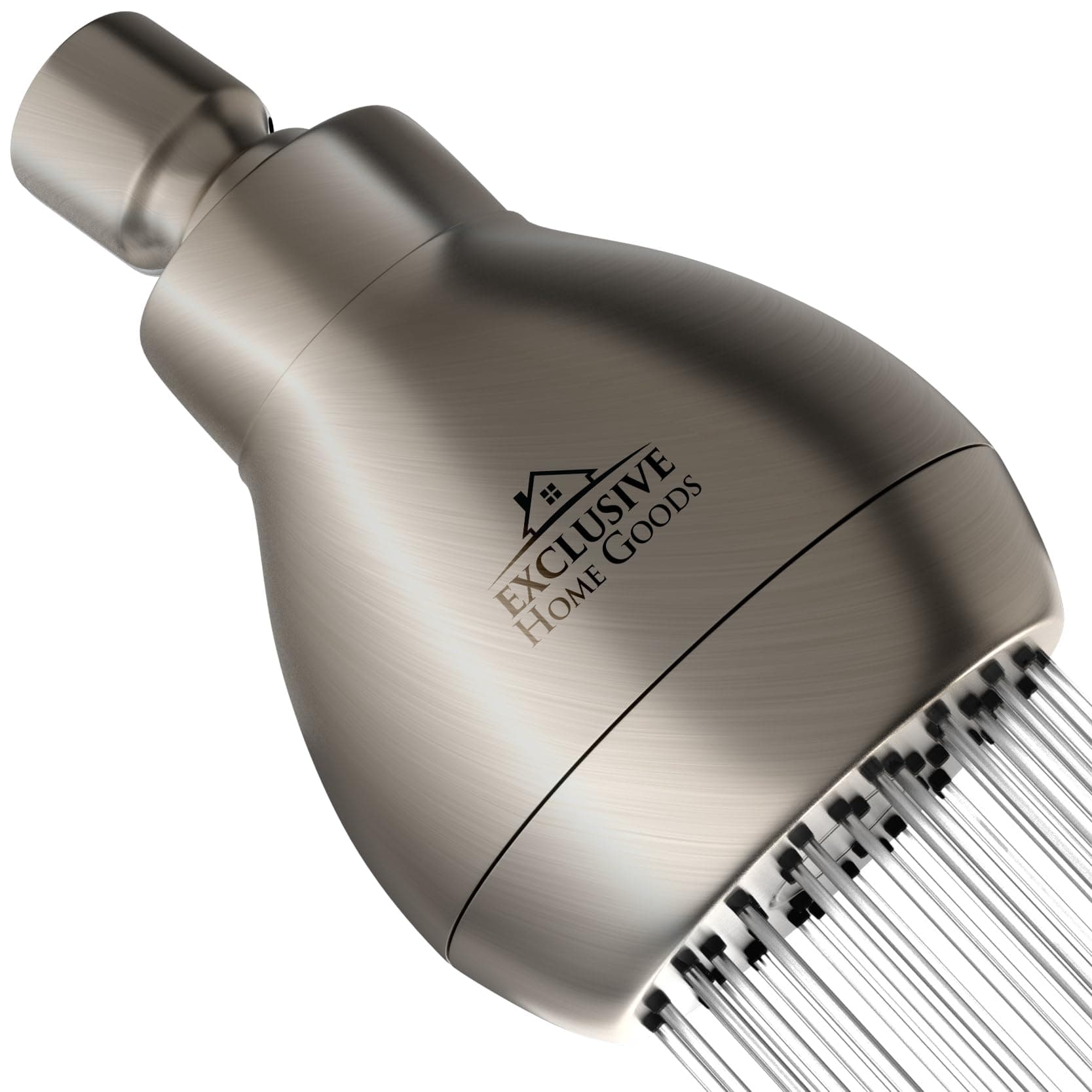 High Pressure Shower Head - Powerful Deluxe Bathroom Showerhead with Strong Spray Stream and Small Silicone Nozzles - Universal Fit Works with High and Low Water Flow Showers (Brushed Nickel)-1.8 GPM