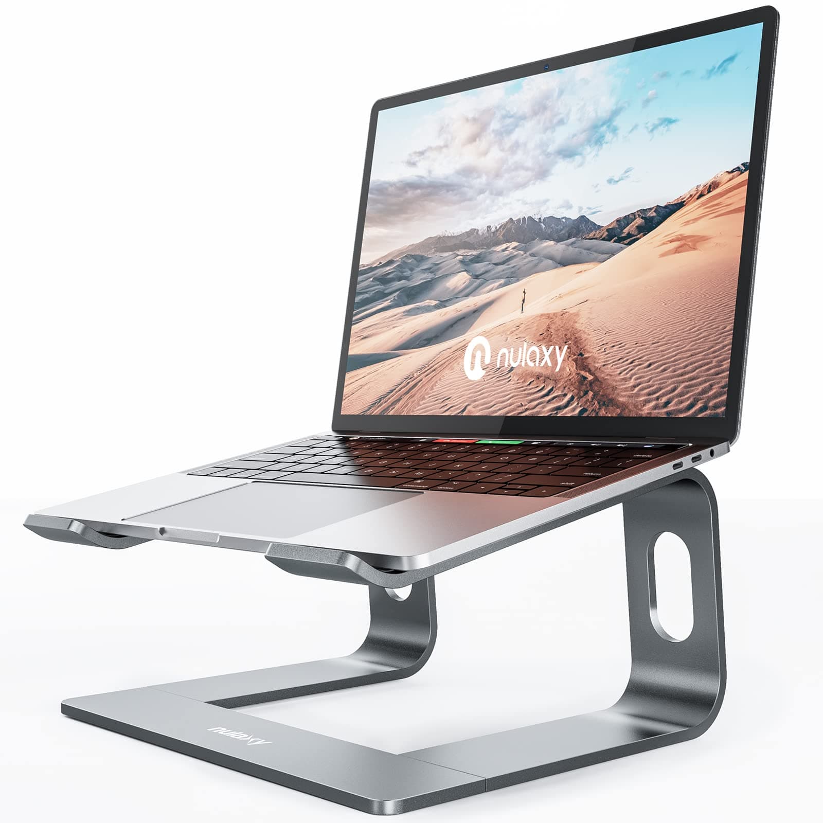 Nulaxy Fully Aluminum Detachable Laptop Stand, Ergonomic Ventilated Cooling Laptop Holder for Desk, Anti-Slip Computer Riser Notebook Stand Compatible with All 10-16" MacBook/Dell XPS/HP/Lenovo, Grey