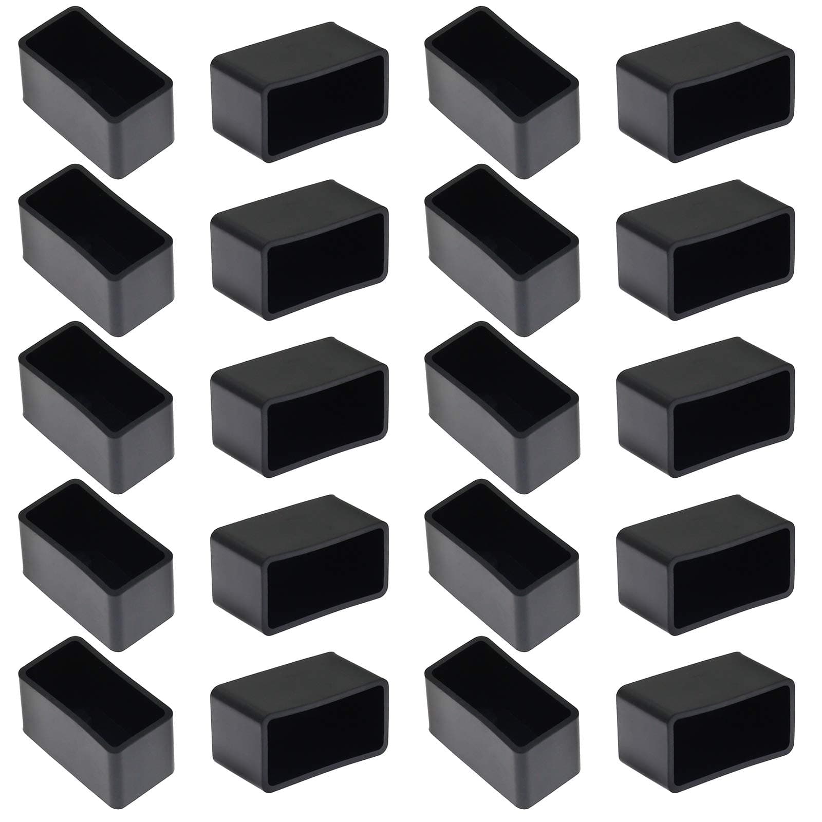 20Pcs Rectangle Rubber Furniture Leg Caps (3/4" x 1-1/2"), Vinyl Flexible Chair Leg Floor Protectors for Patio Indoor Chair Table Bed, 19 x 39mm