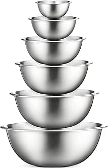 FineDine Mixing Bowls Set - 6-Piece, Easy-Grip, Stainless Steel Mixing Bowls for Baking, Cooking, Salad & Food Prep - Large, Medium and Small Metal Nesting Bowls