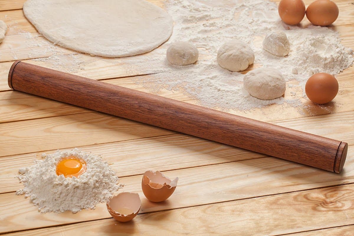 NEW MODEL Sapele Mahogany Pasta Rolling Pin, Best Italian Style Pastry Roller - Measures 19.7 in. by Gourmet Home & Kitchen