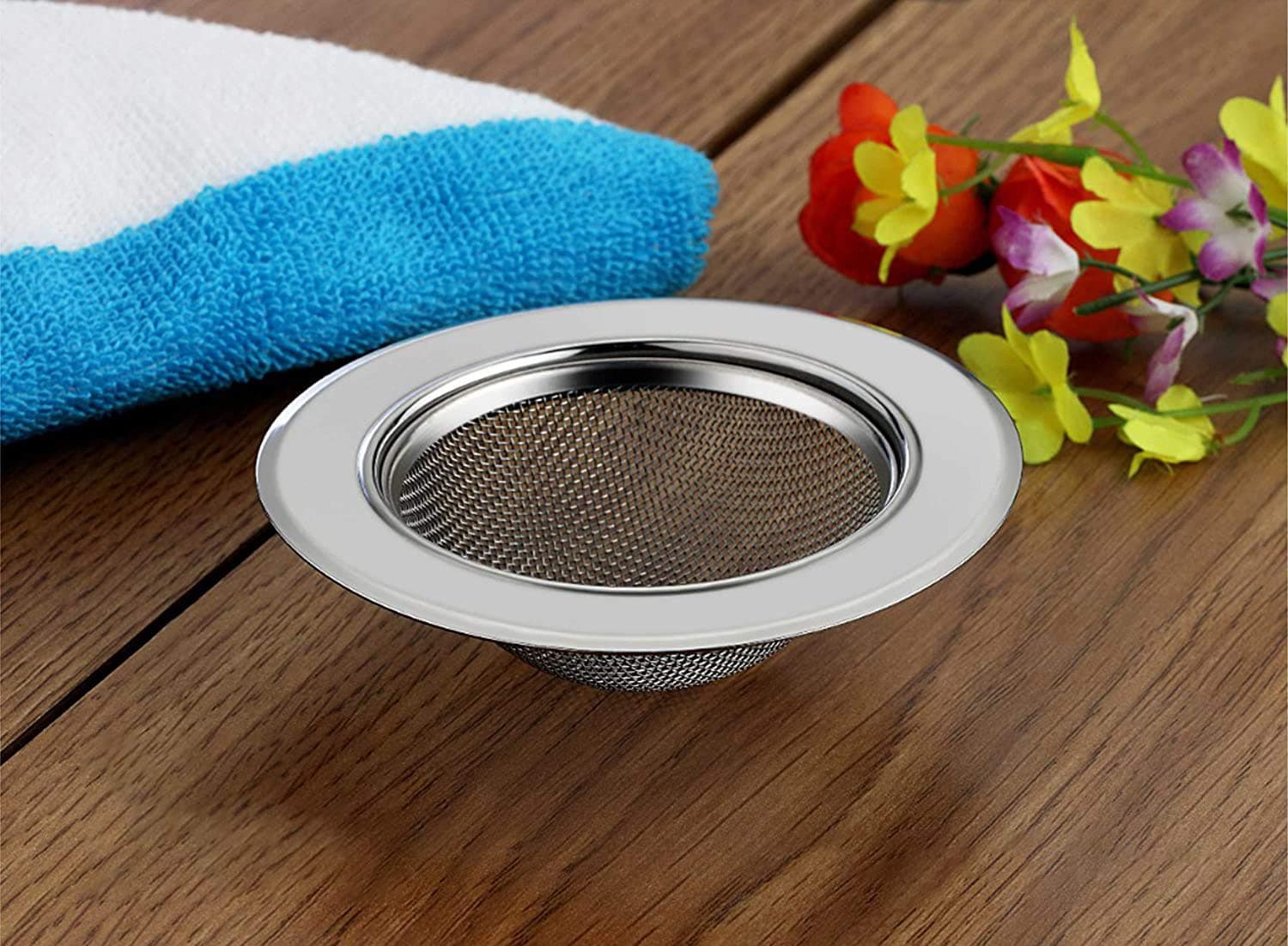 Feathers Collection Kitchen Sink Stainless Steel Strainer || Jali || Net || Wash Basin Basket Filter Stopper Drainer || Bathroom Drain Cover (Size : Complete Rim- 10.5 cm, Inner Ring-7.5 cm, Height- 3.5 cm) MOQ : 3 Units