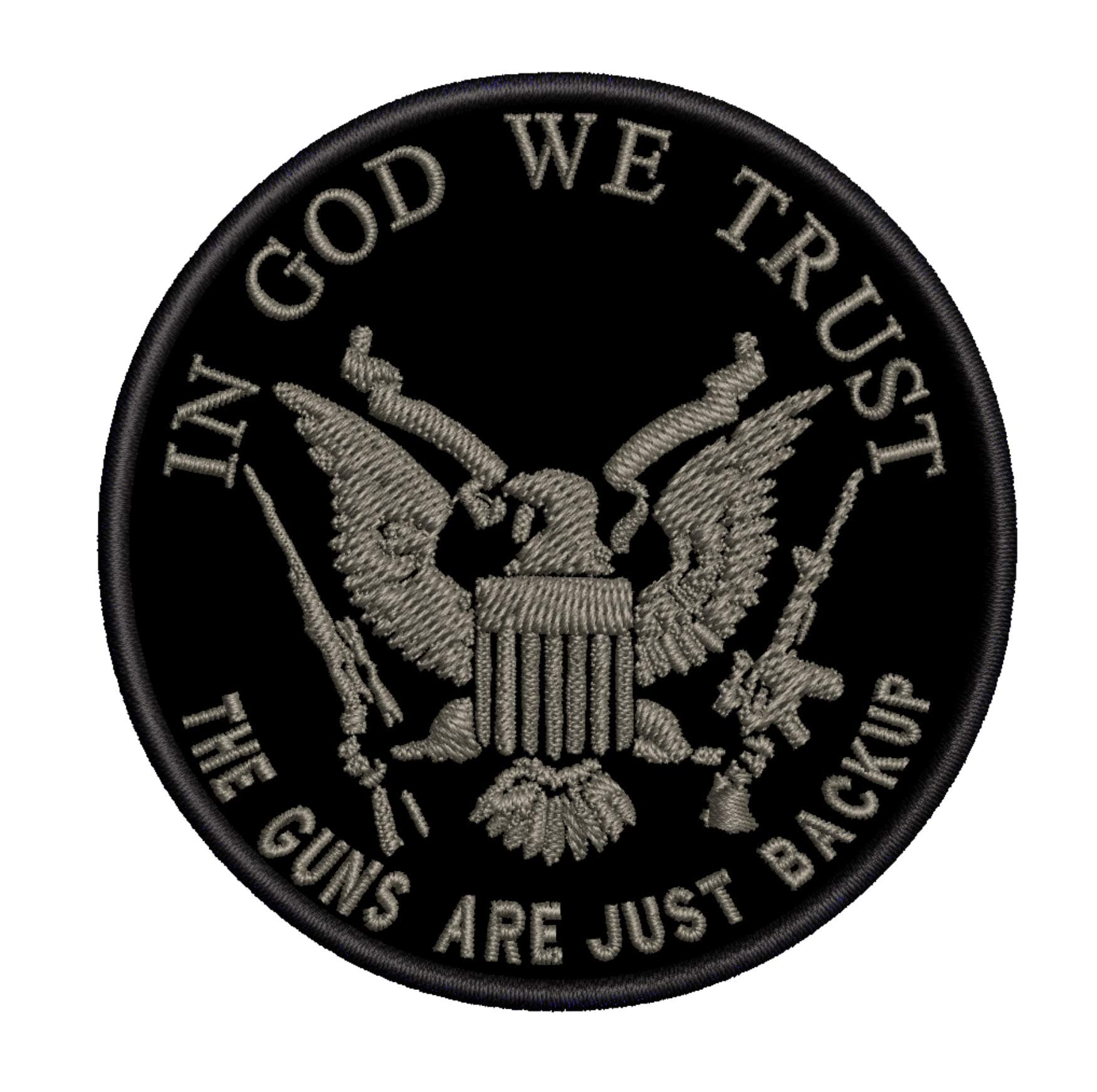 in God We Trust - The Guns are Just Backup 3.5" Die Cut Auto Car Vinyl Decal Sticker 2nd Amendment Patriotic Inspire Series Biker Vests Jacket Tactical Morale III Decorative Decals