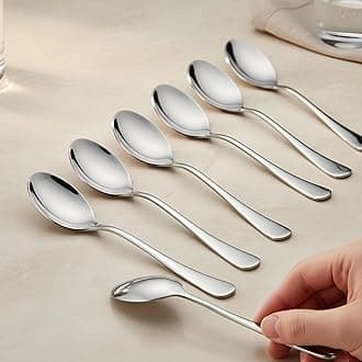 Stainless Steel Table Spoon for Tea, Coffee, Sugar & Spices | Spoon Set | Cutlery | Steel Spoons - Set of 12 Spoons with Round Edge