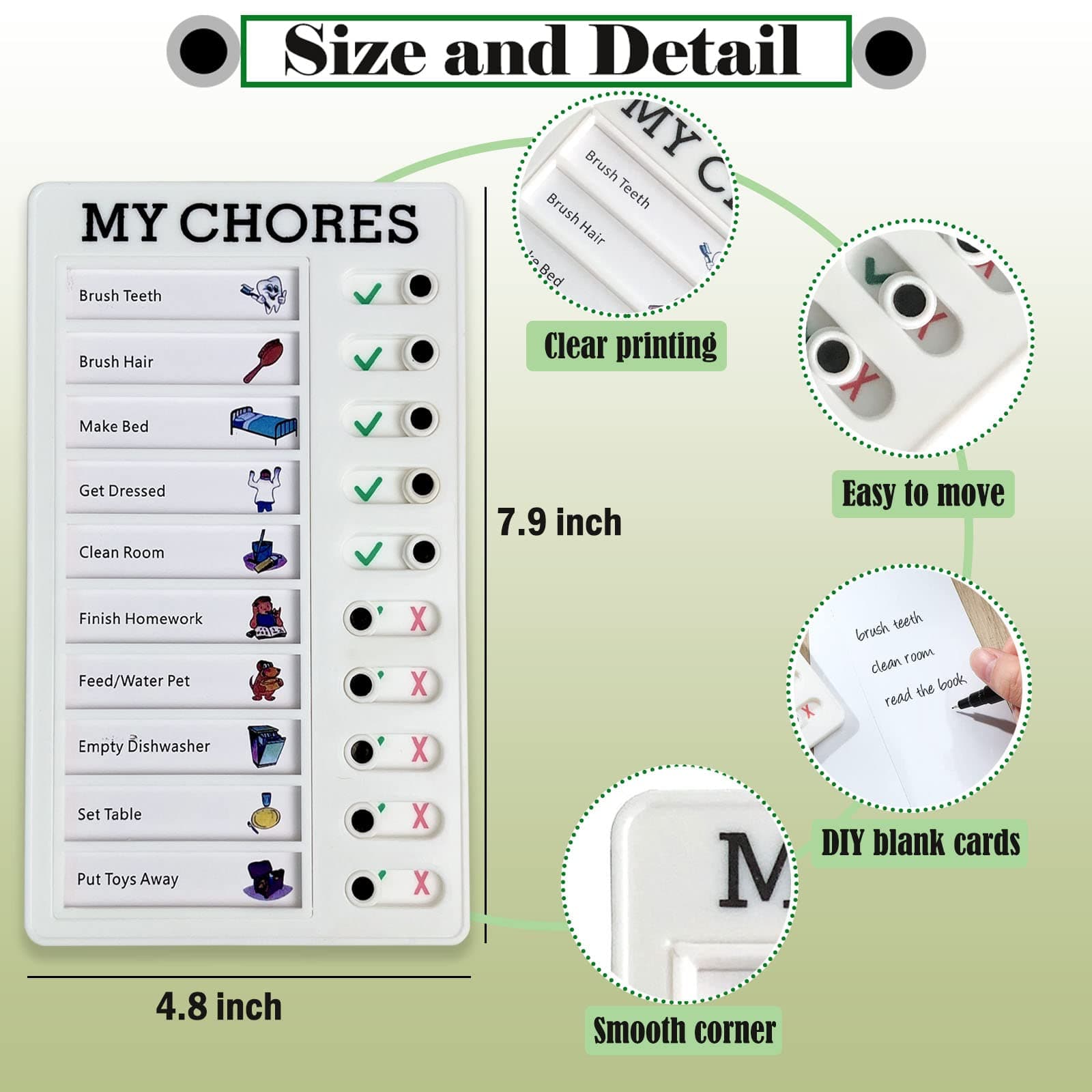 My Chores Checklist Task Planner - Daily Schedule Board for Kids & Adults - Multiple User Chore Chart - to Do List & Habit Tracker