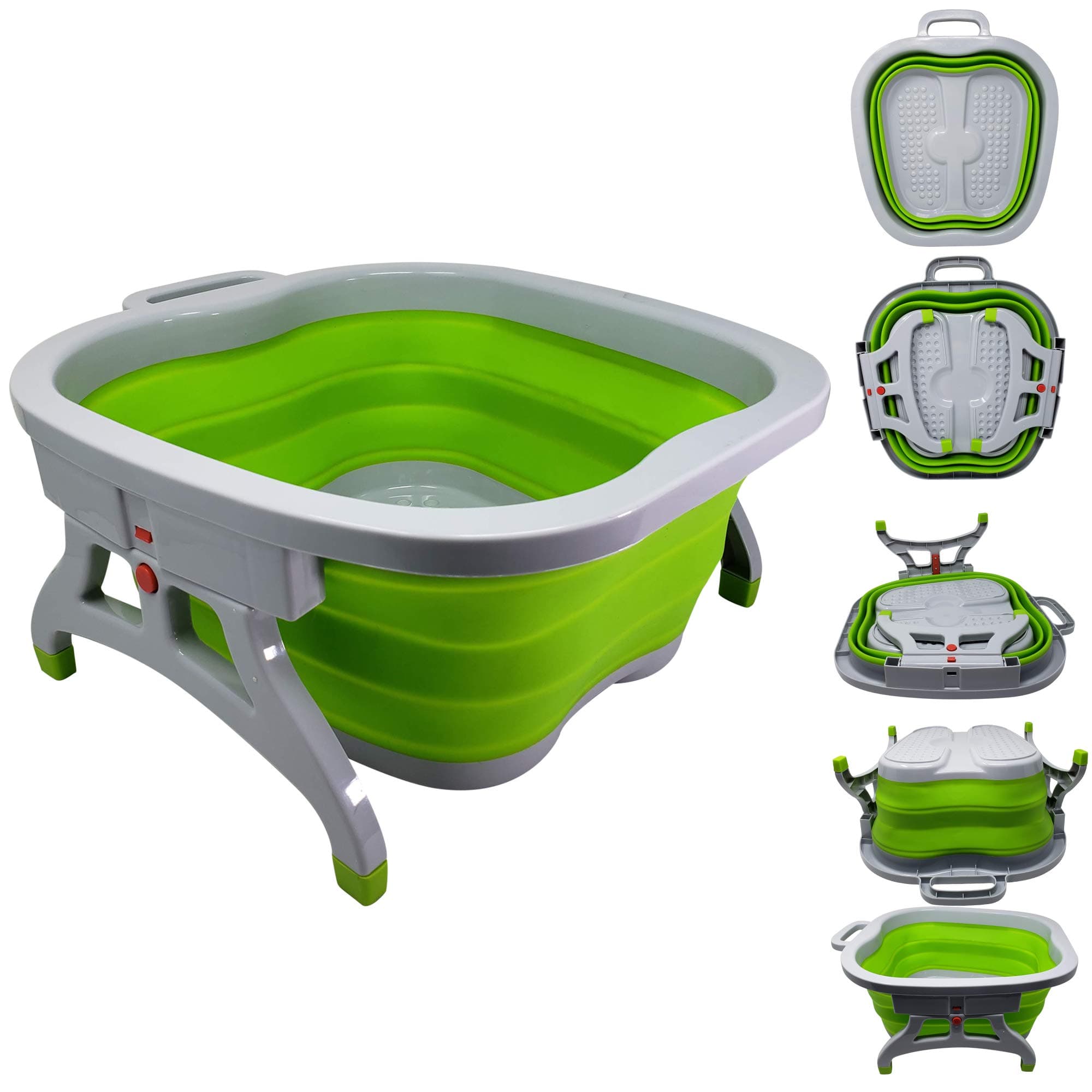 Large Foot Soaking Tub, bucket for feet, foot bath, foot tub, for at Home Spa Pedicures. Plastic/Rubber Foldable Bucket For Soaking Feet to Apply Callus Remover, or Use Pumice Stone (Green)