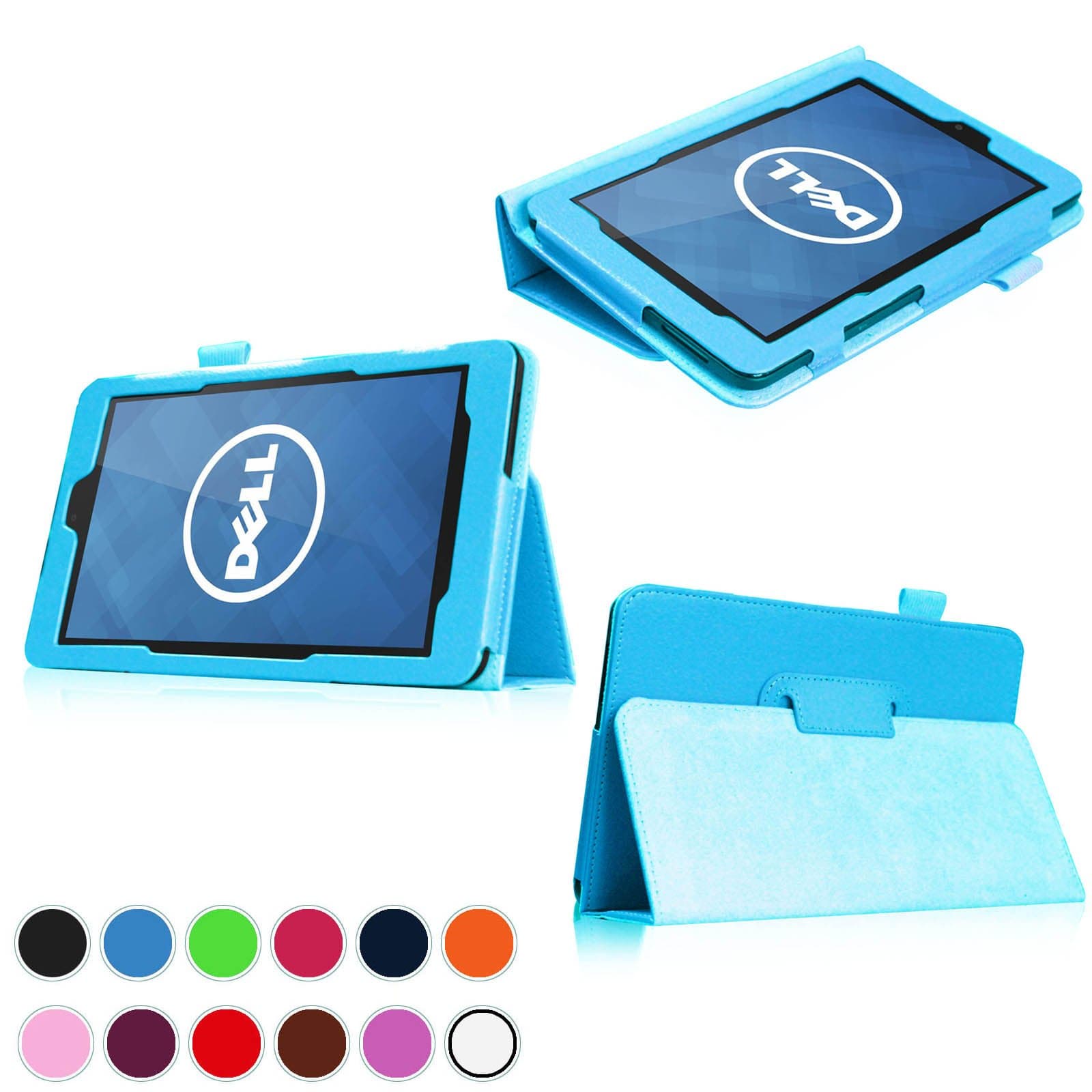 Intellishop Online (Blue) Folio Leather Stand Cover Case for Dell Venue 7 Android Tablet